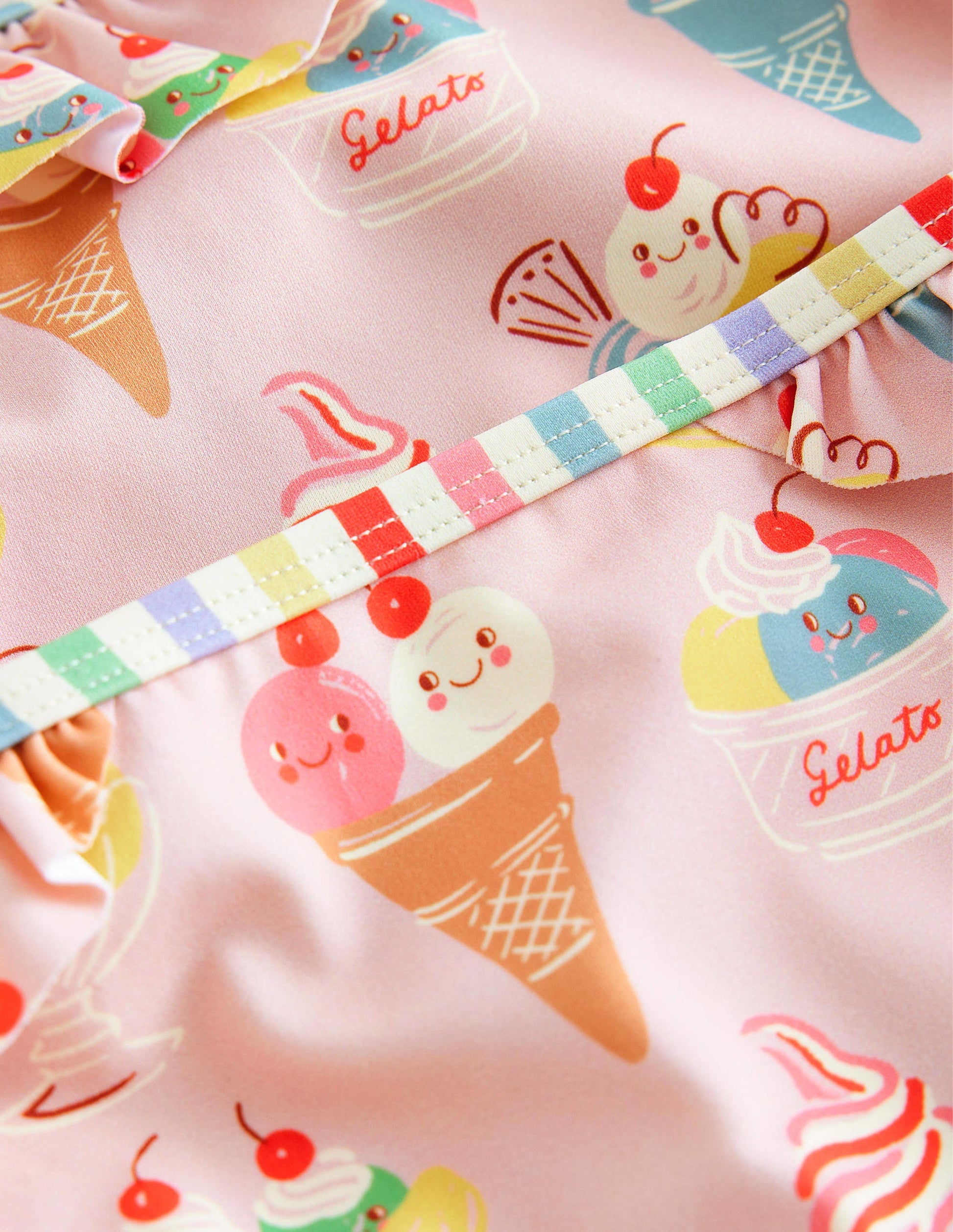 Tie Back Frilly Bikini-French Pink & Small Ice Cream-3