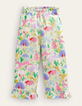 Frill Cuff Wide Leg Trousers-Multi Desert