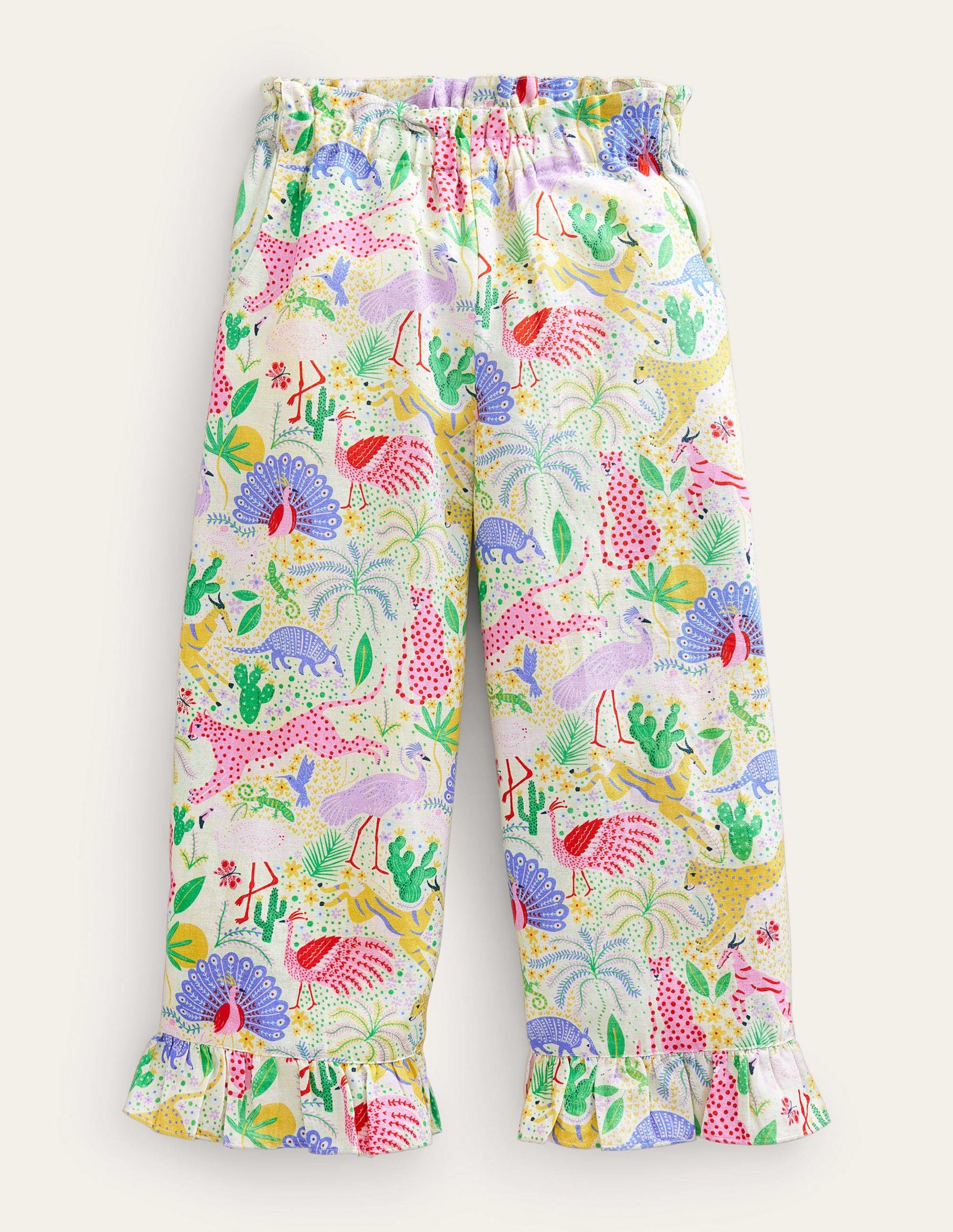 Frill Cuff Wide Leg Trousers-Multi Desert-1