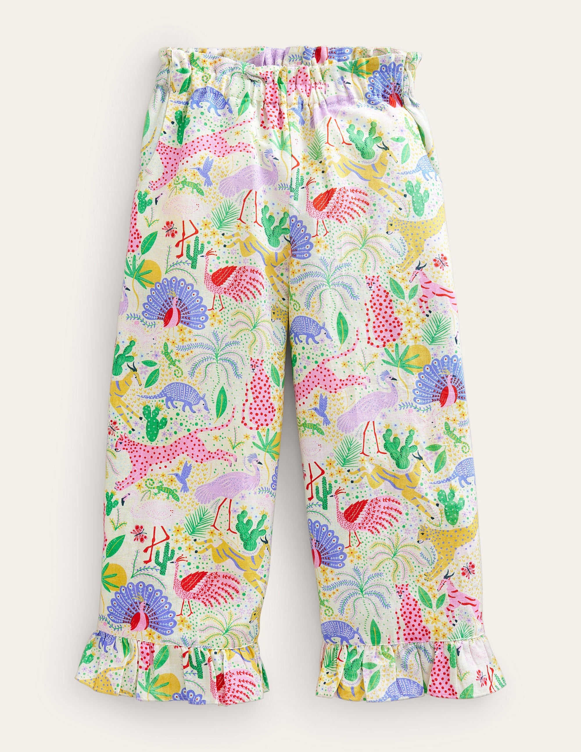 Frill Cuff Wide Leg Trousers-Multi Desert - Image 1