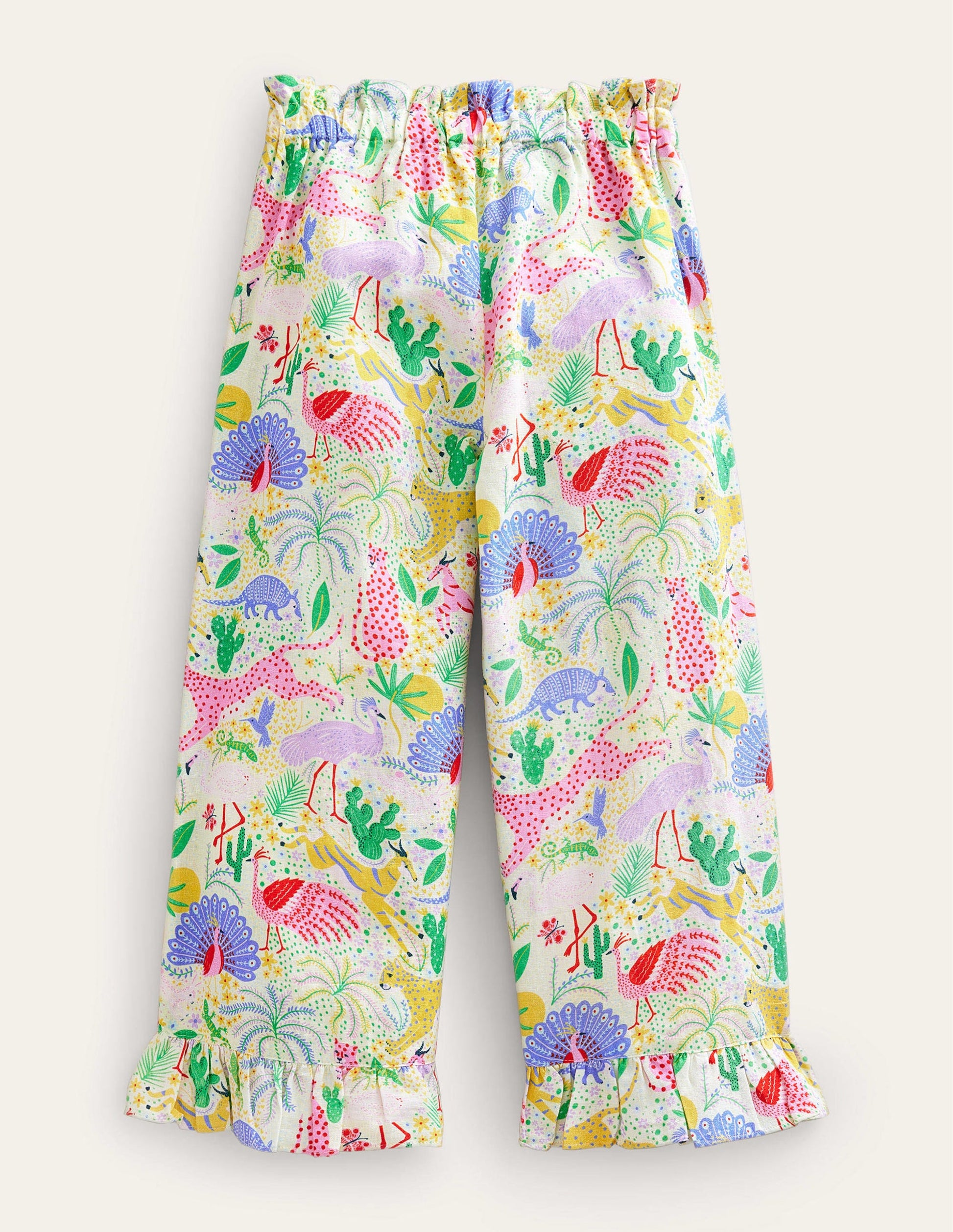Frill Cuff Wide Leg Trousers-Multi Desert-2