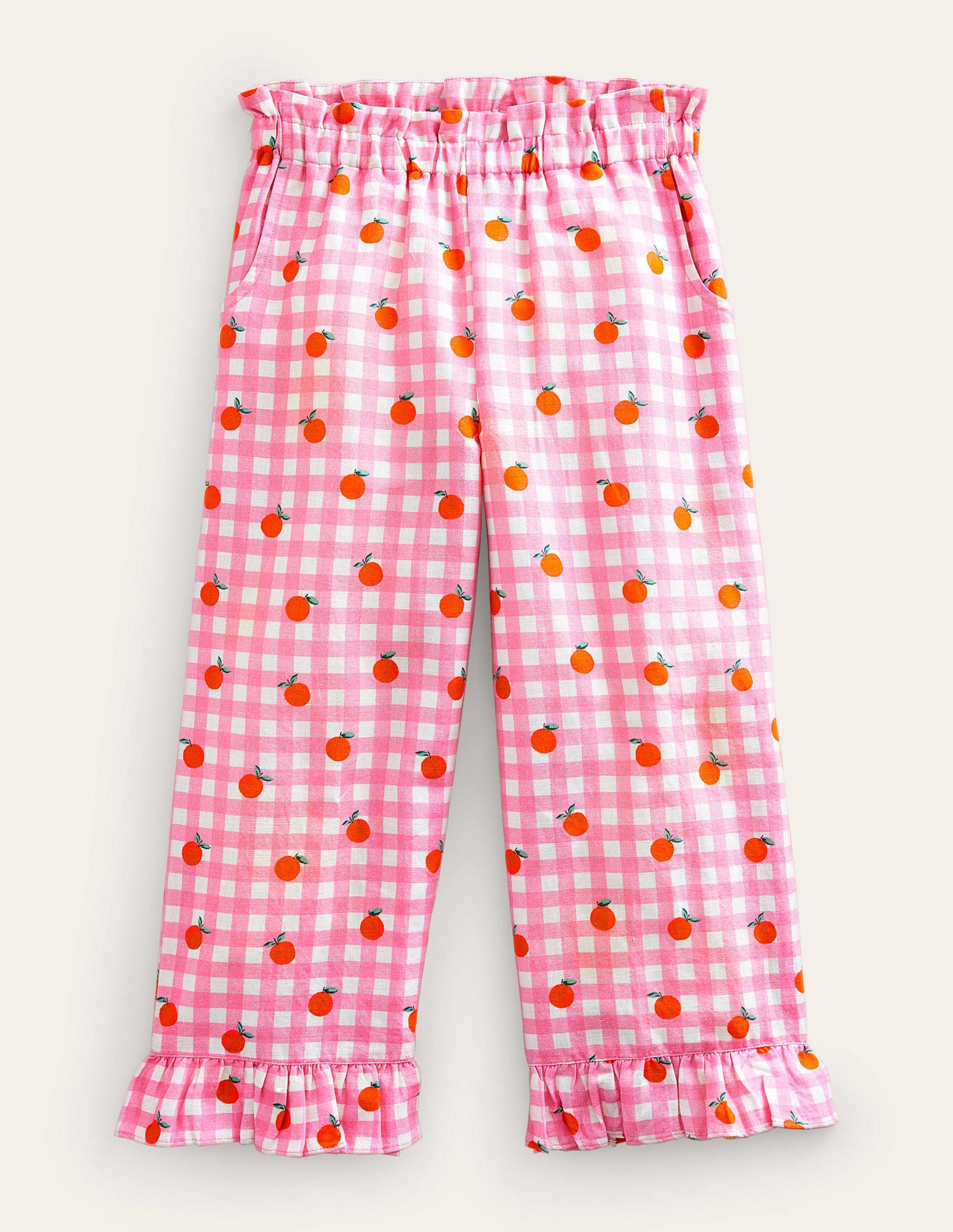 Frill Cuff Wide Leg Trousers-Azalea and Vanilla Oranges-1