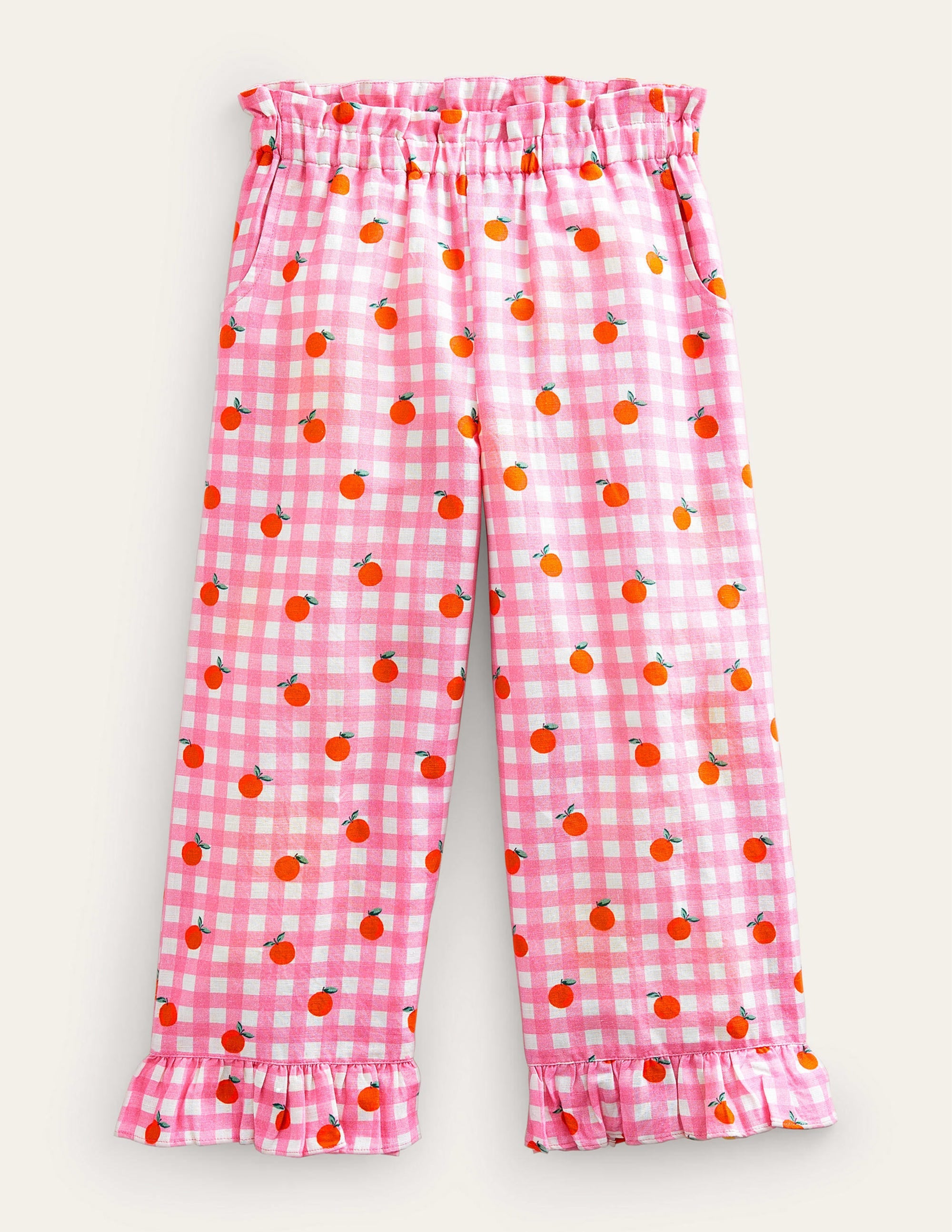 Frill Cuff Wide Leg Trousers-Azalea and Vanilla Oranges - Image 1