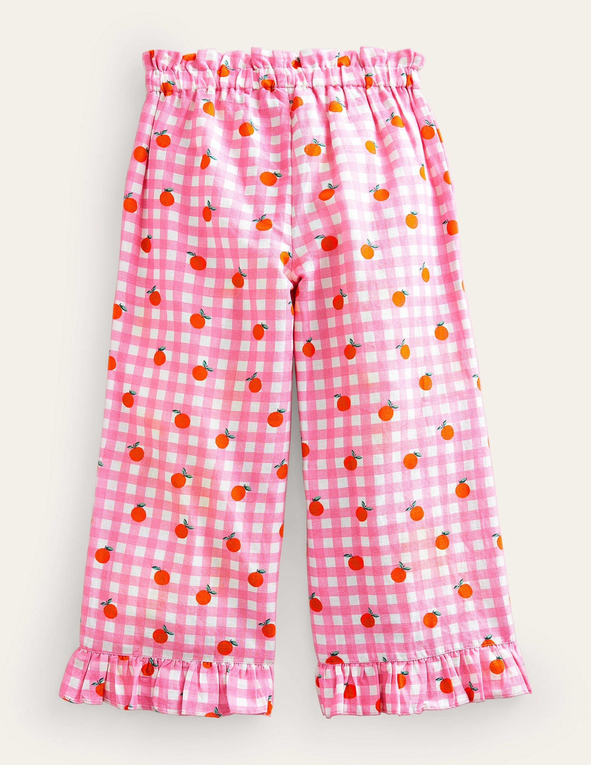 Frill Cuff Wide Leg Trousers-Azalea and Vanilla Oranges-2