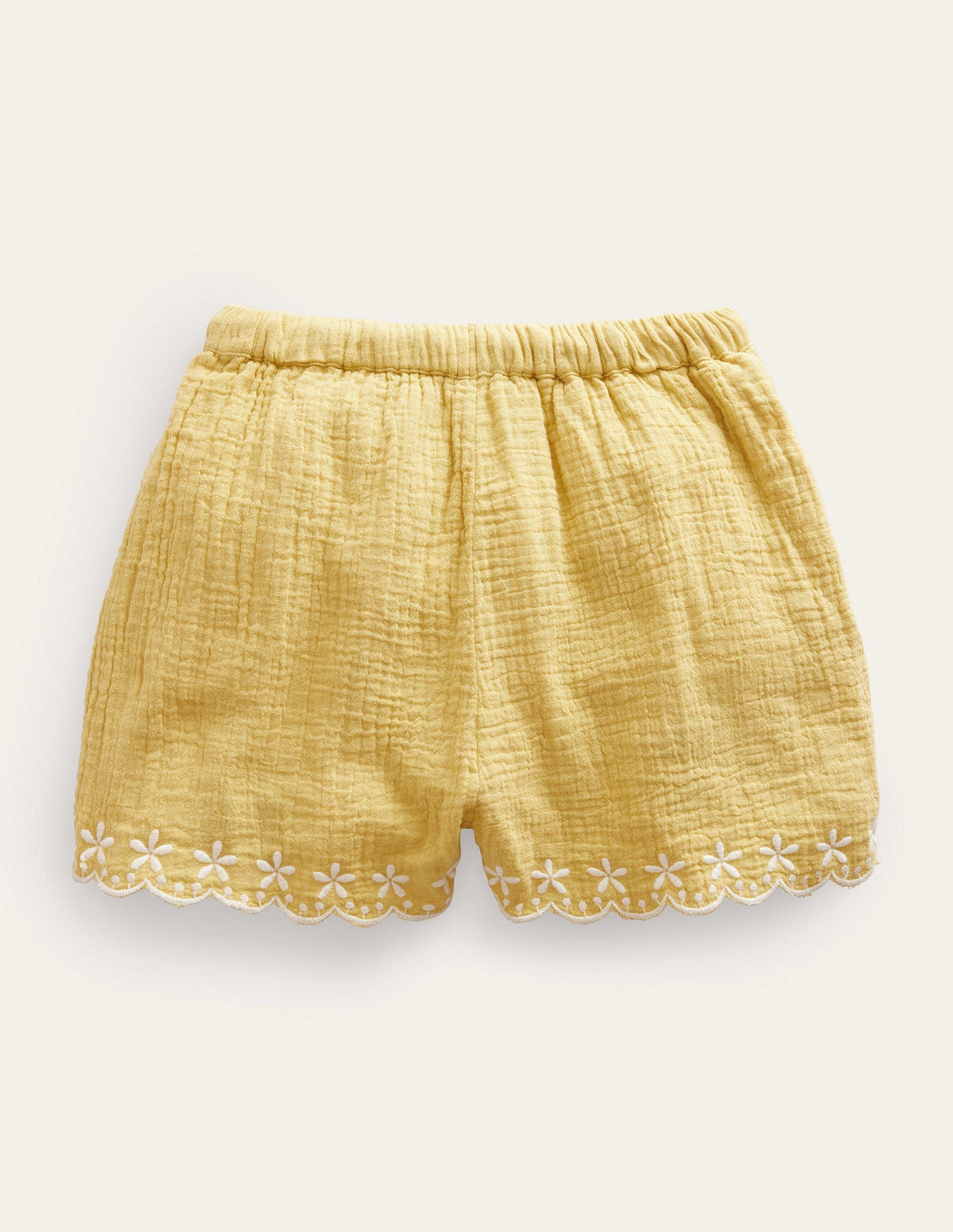 Embroidered Hem Shorts-Buttercup-2