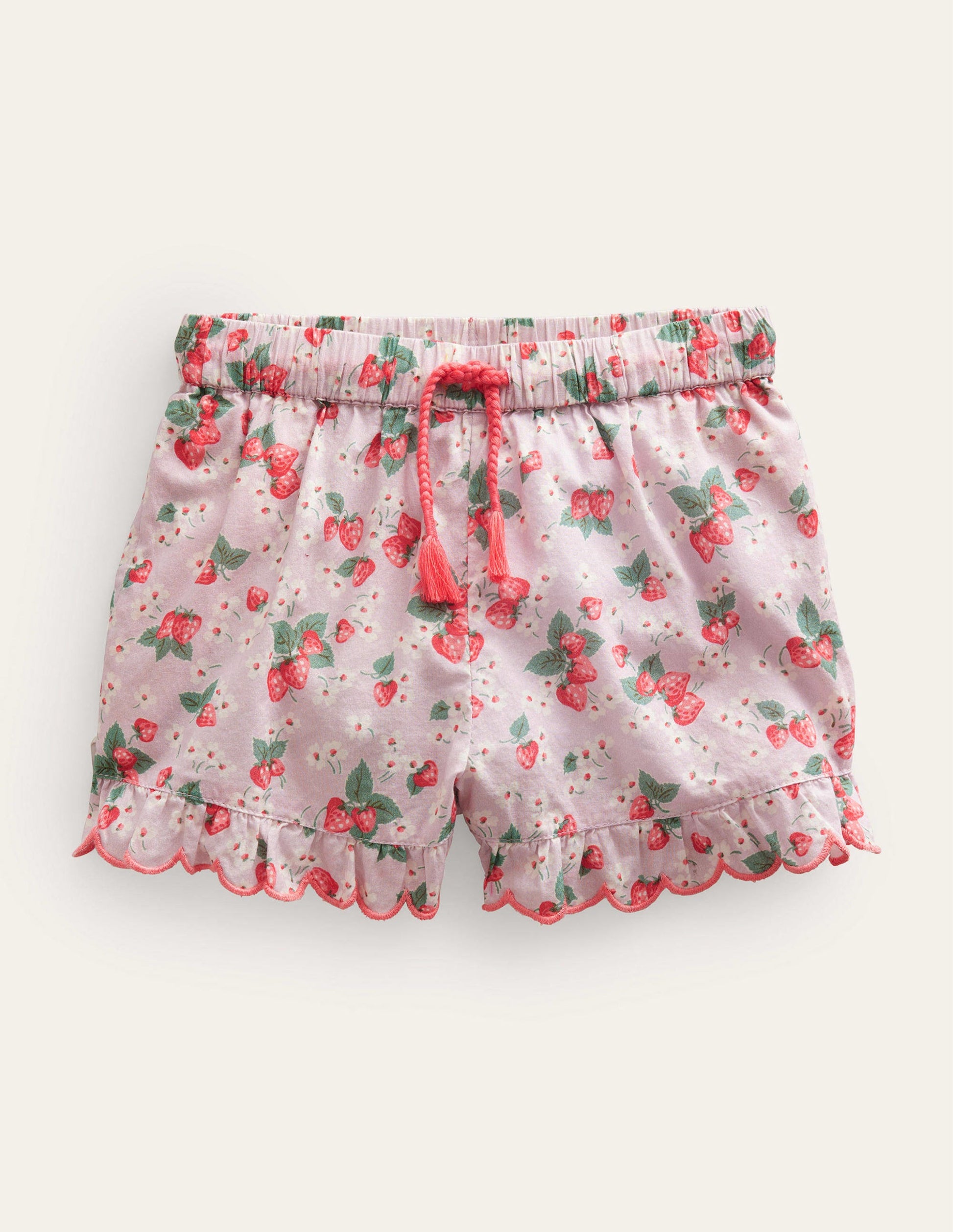 Scalloped-Hem Shorts-French Pink Strawberry-1