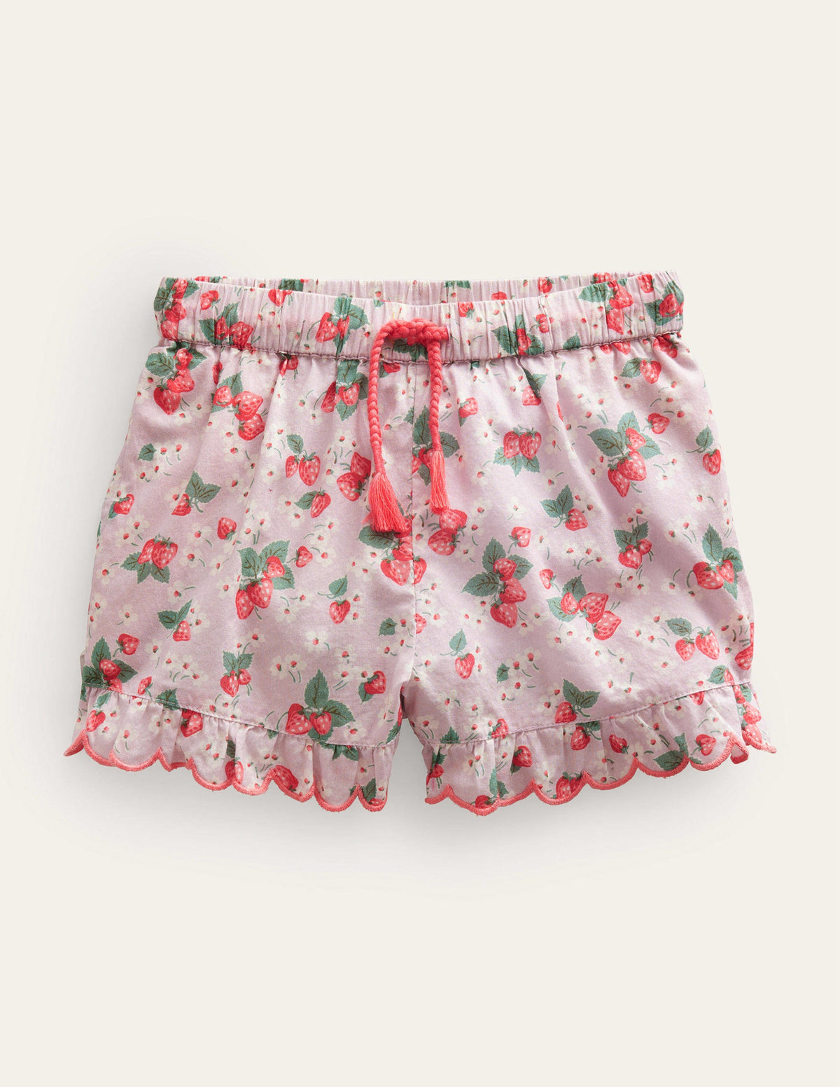 Scalloped-Hem Shorts-French Pink Strawberry - Image 1