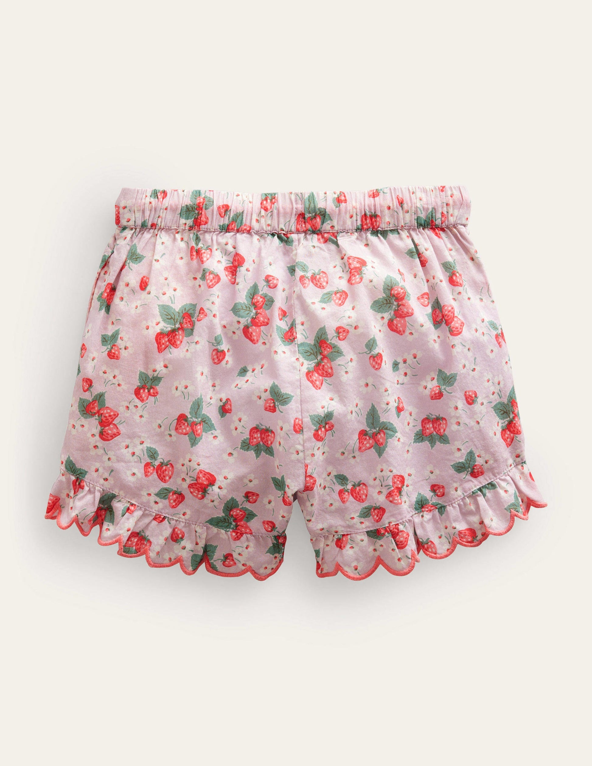 Scalloped-Hem Shorts-French Pink Strawberry-2