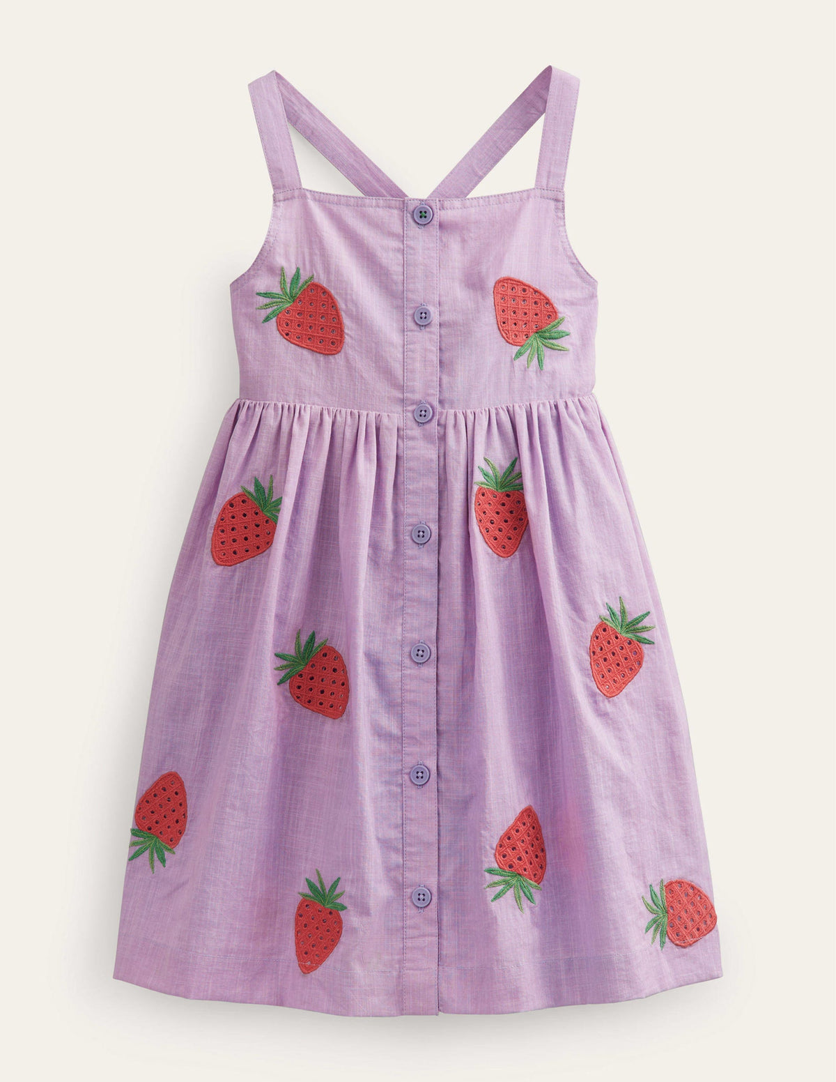 Button Through Pinafore Dress-Misty Lavender-1