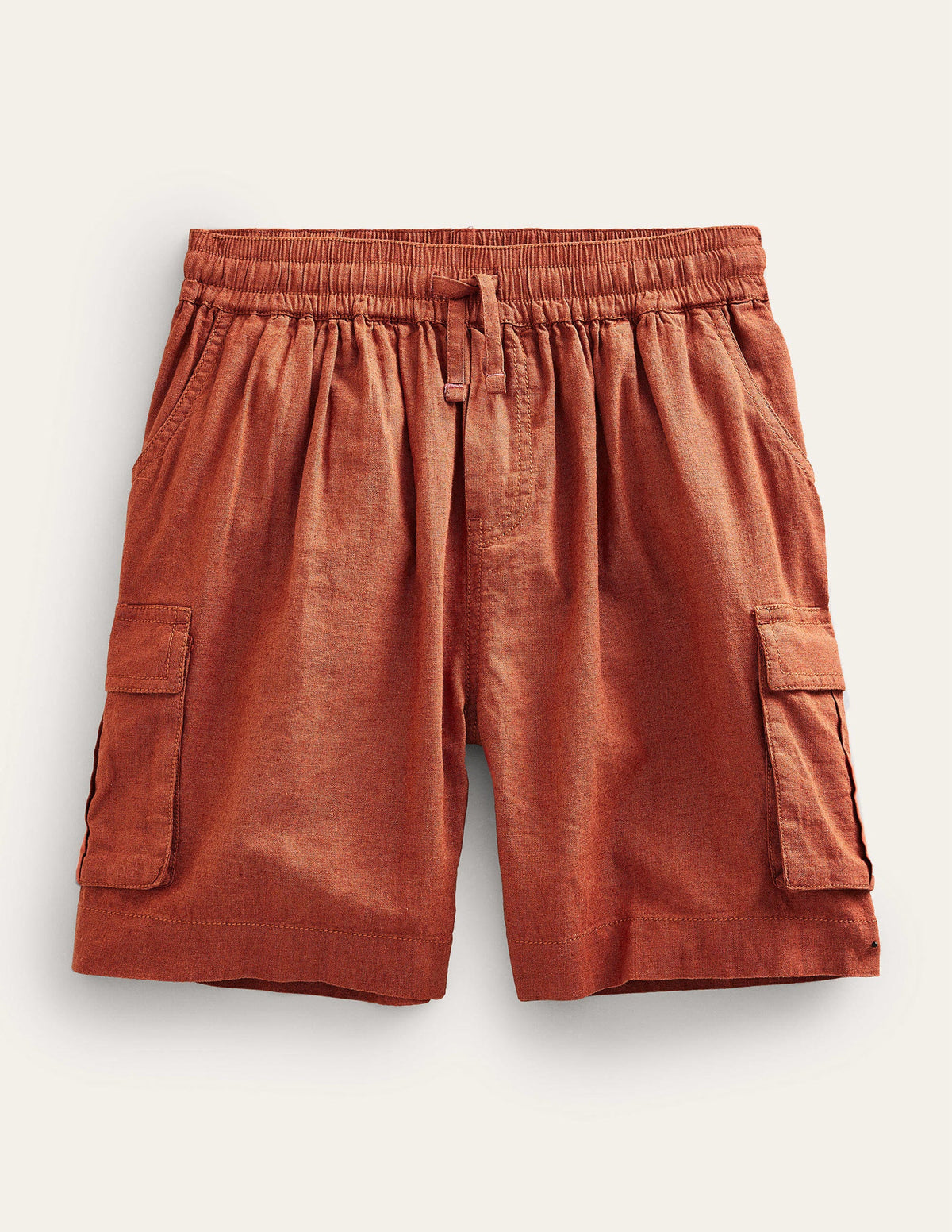 Linen Cotton Cargo Shorts-Roasted Chestnut - Image 1