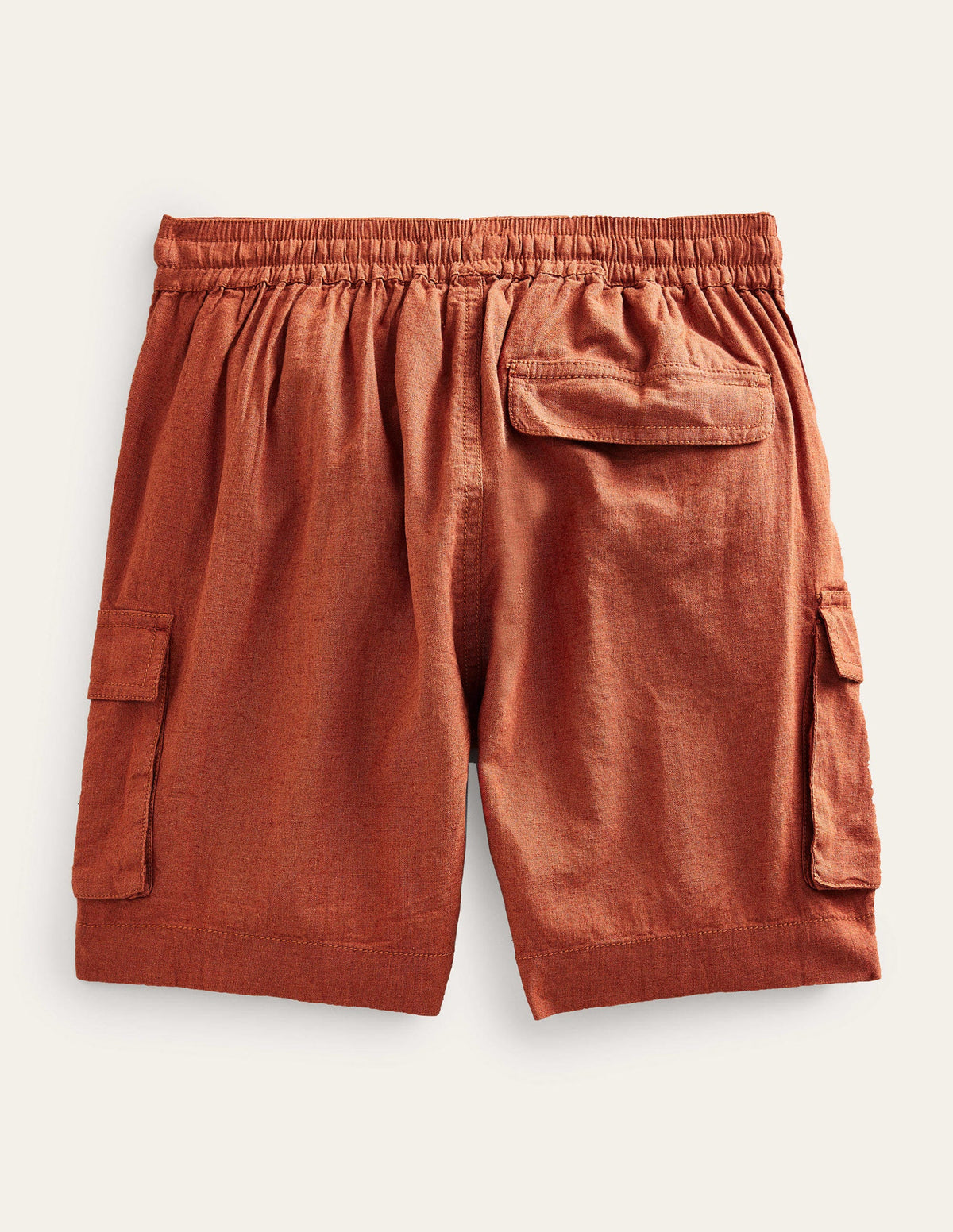 Linen Cotton Cargo Shorts-Roasted Chestnut - Image 2