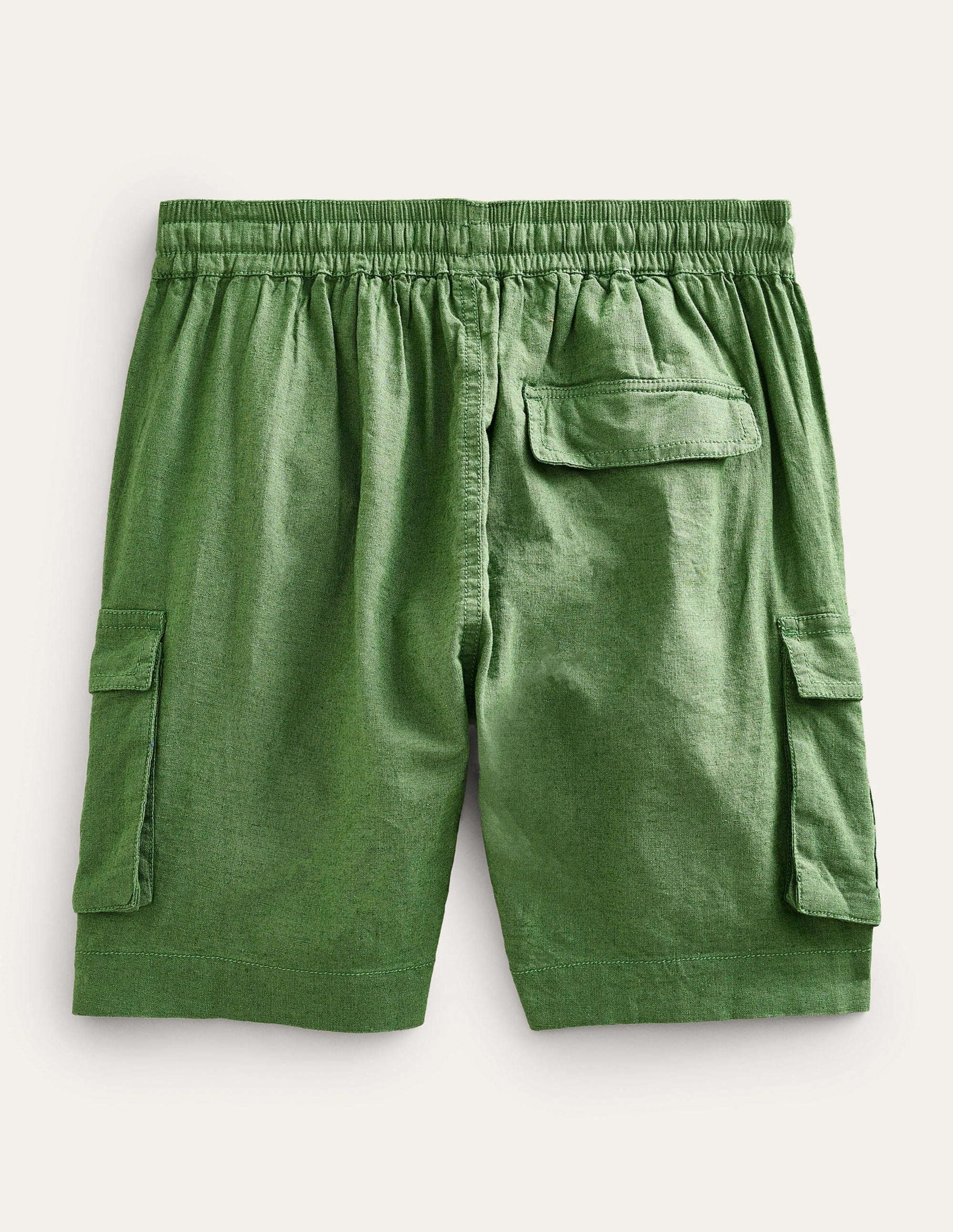 Linen Cotton Cargo Shorts-Khaki Green - Image 2
