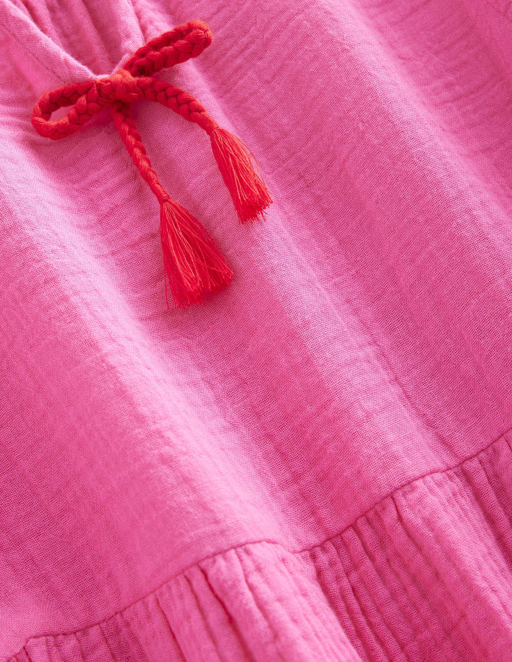 Double Cloth Tiered Dress-Festival Pink-3