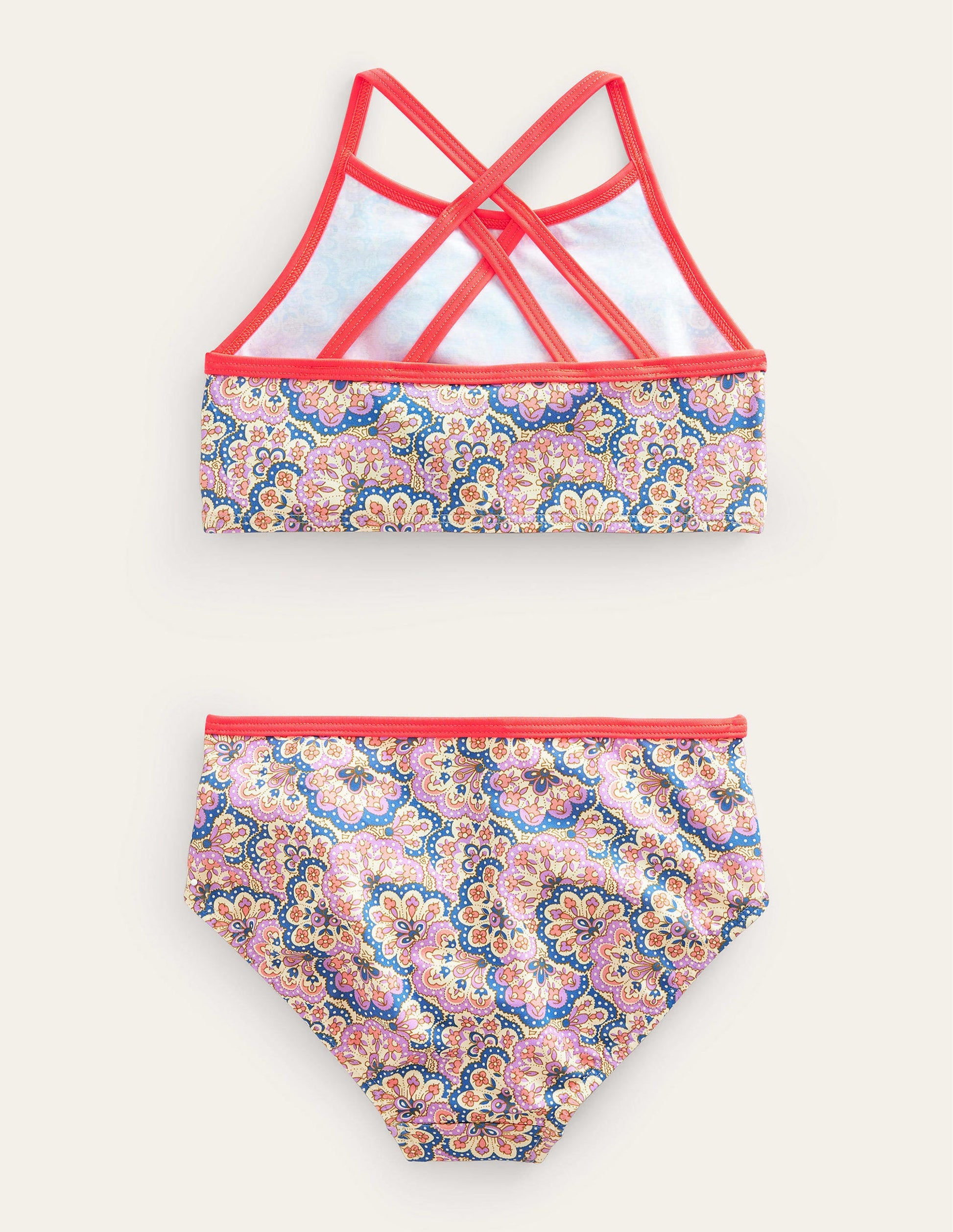 High Neck Bikini-Lupin and Peach Paisley-2