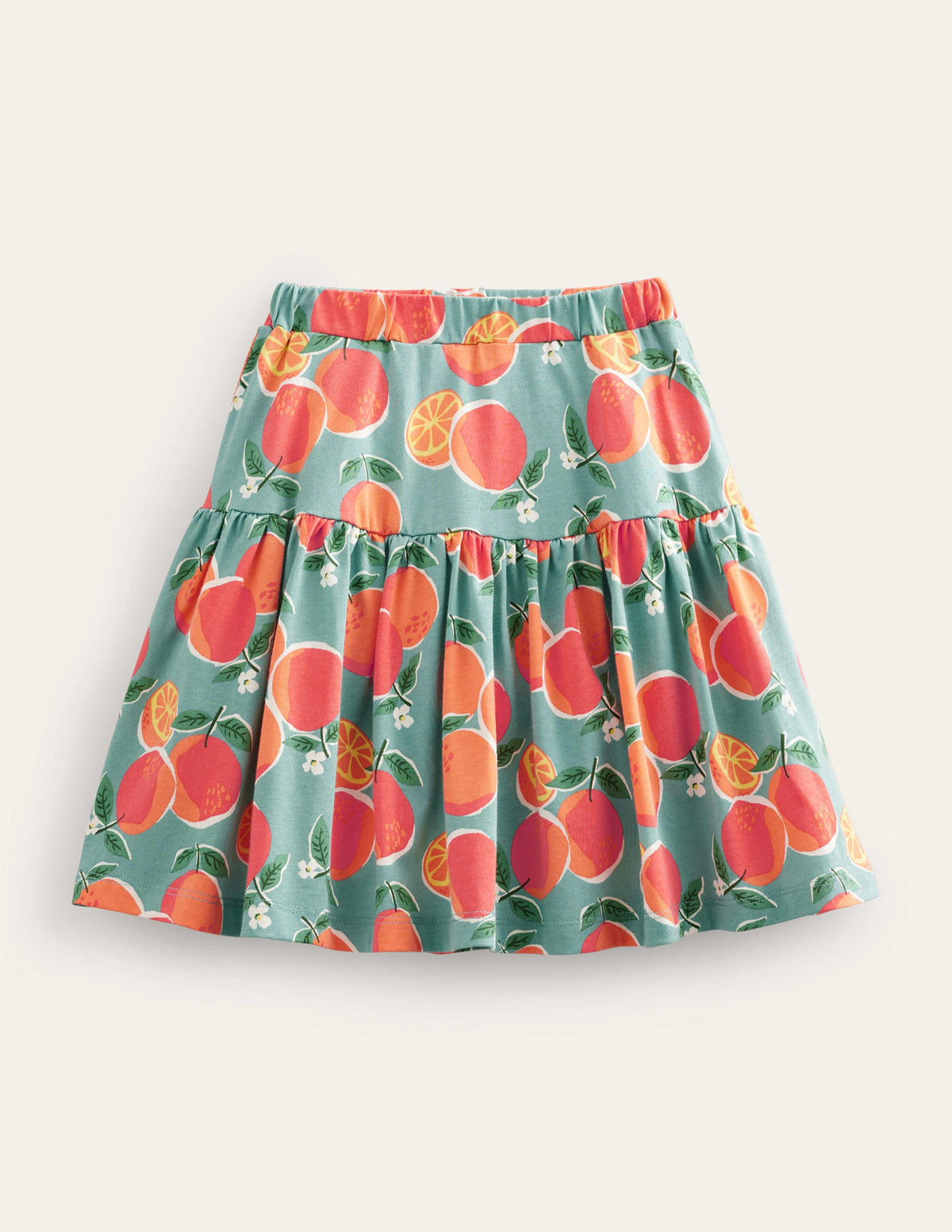 Tiered Jersey Skort-Aqua Blue Oranges-1
