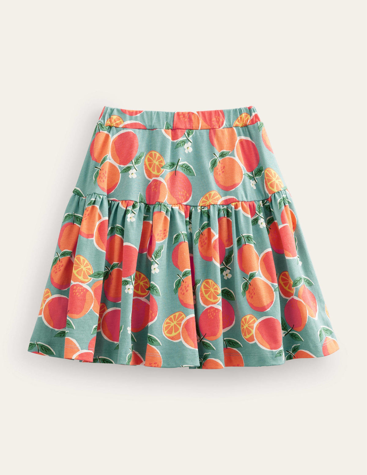 Tiered Jersey Skort-Aqua Blue Oranges - Image 2
