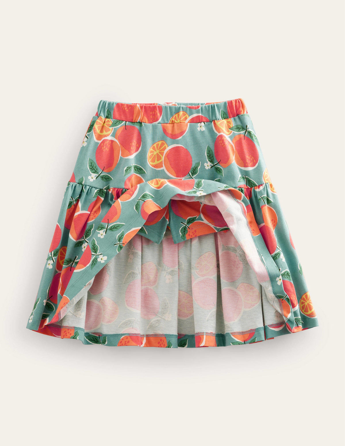 Tiered Jersey Skort-Aqua Blue Oranges-4