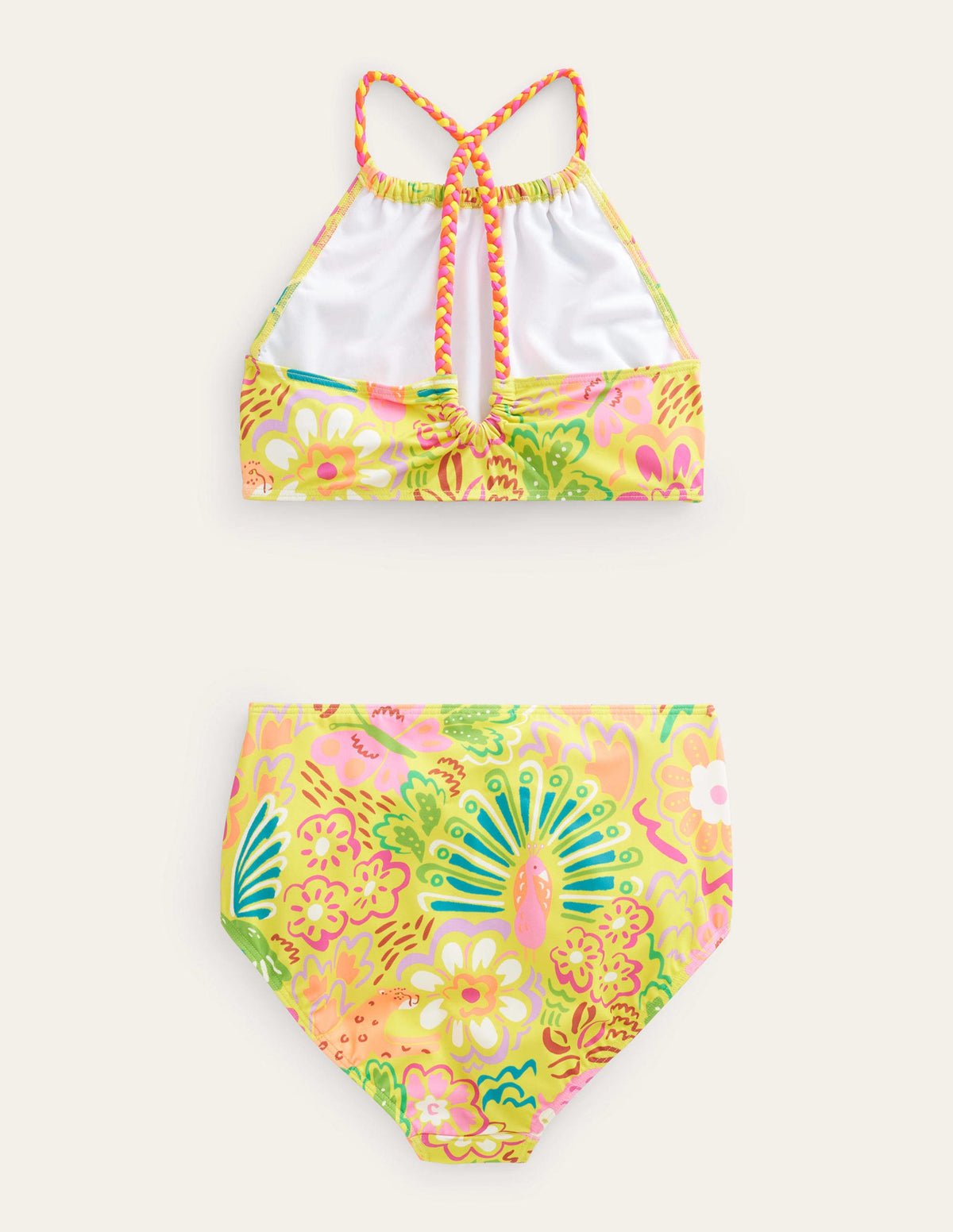 Loop Back Bikini-Ivory, Yellow Floral Animals - Image 2