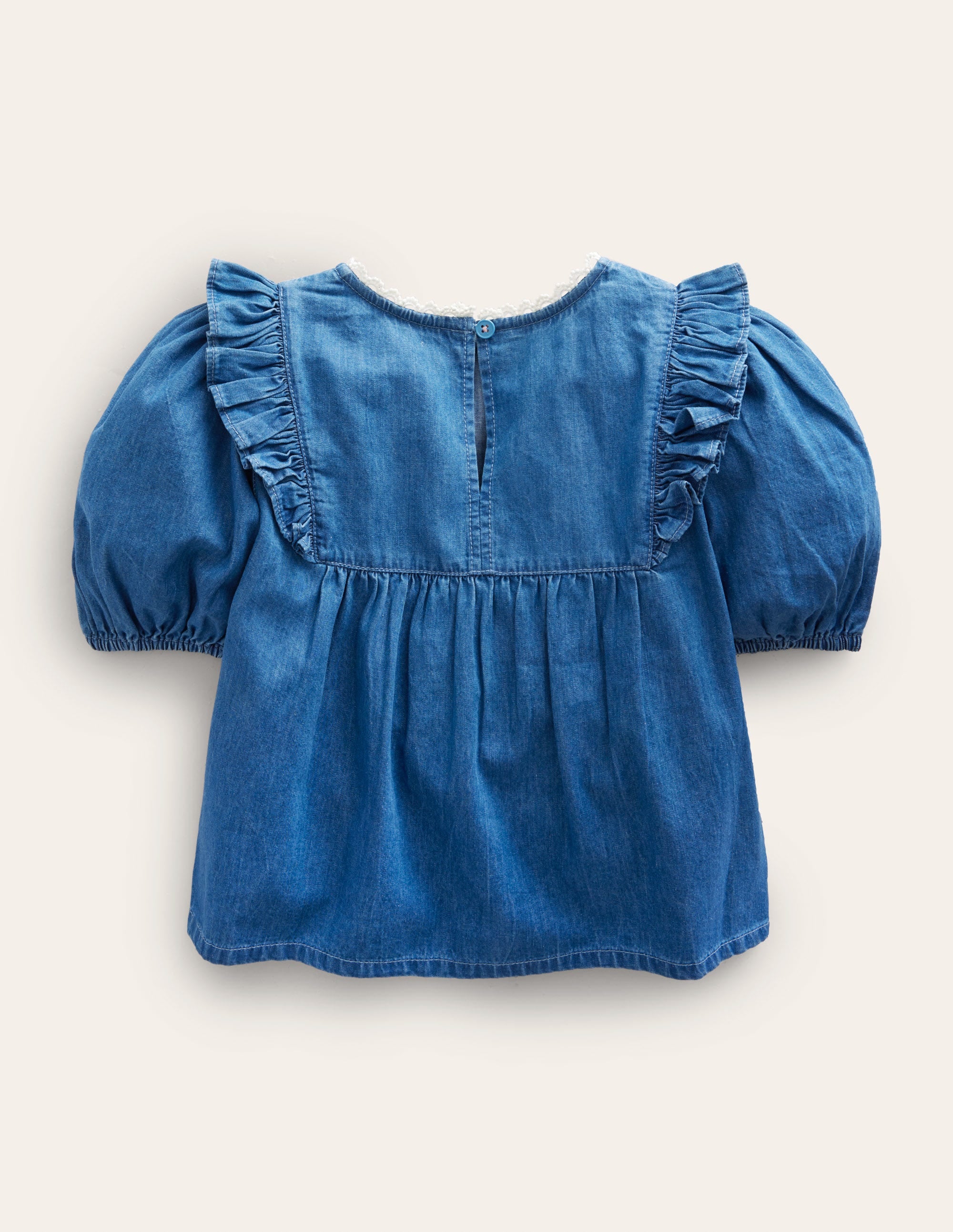 Embroidered Woven Top-Mid Denim - Image 2