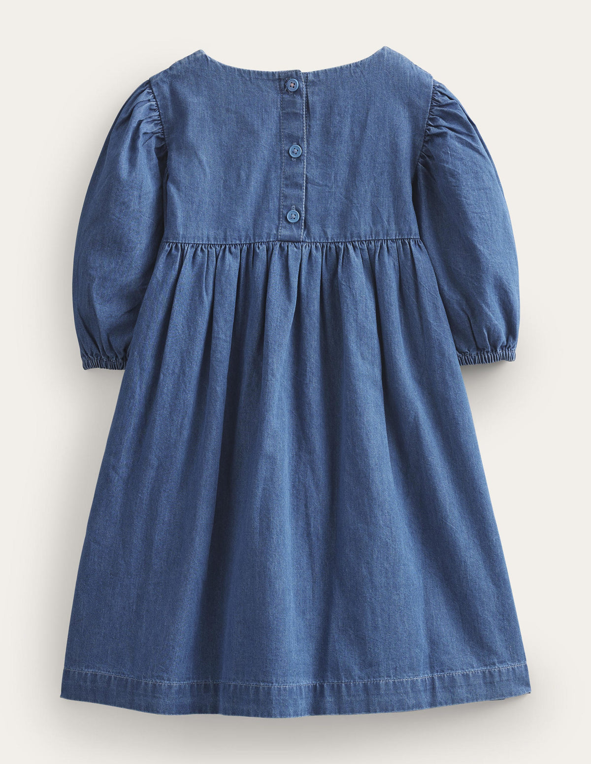Embroidered Woven Dress-Mid Denim - Image 2