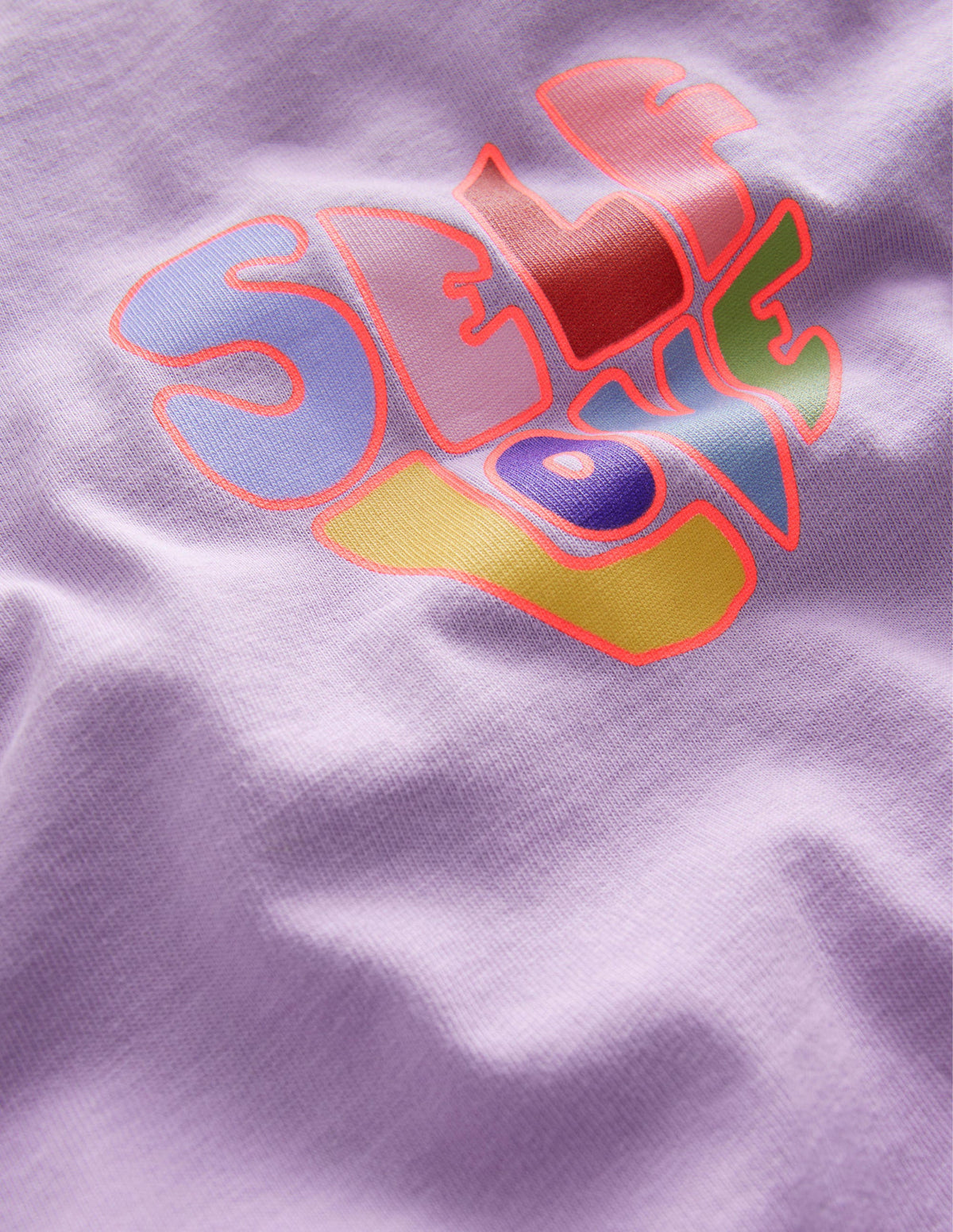 Printed Slogan T-Shirt-Misty Lavender Self Love-3