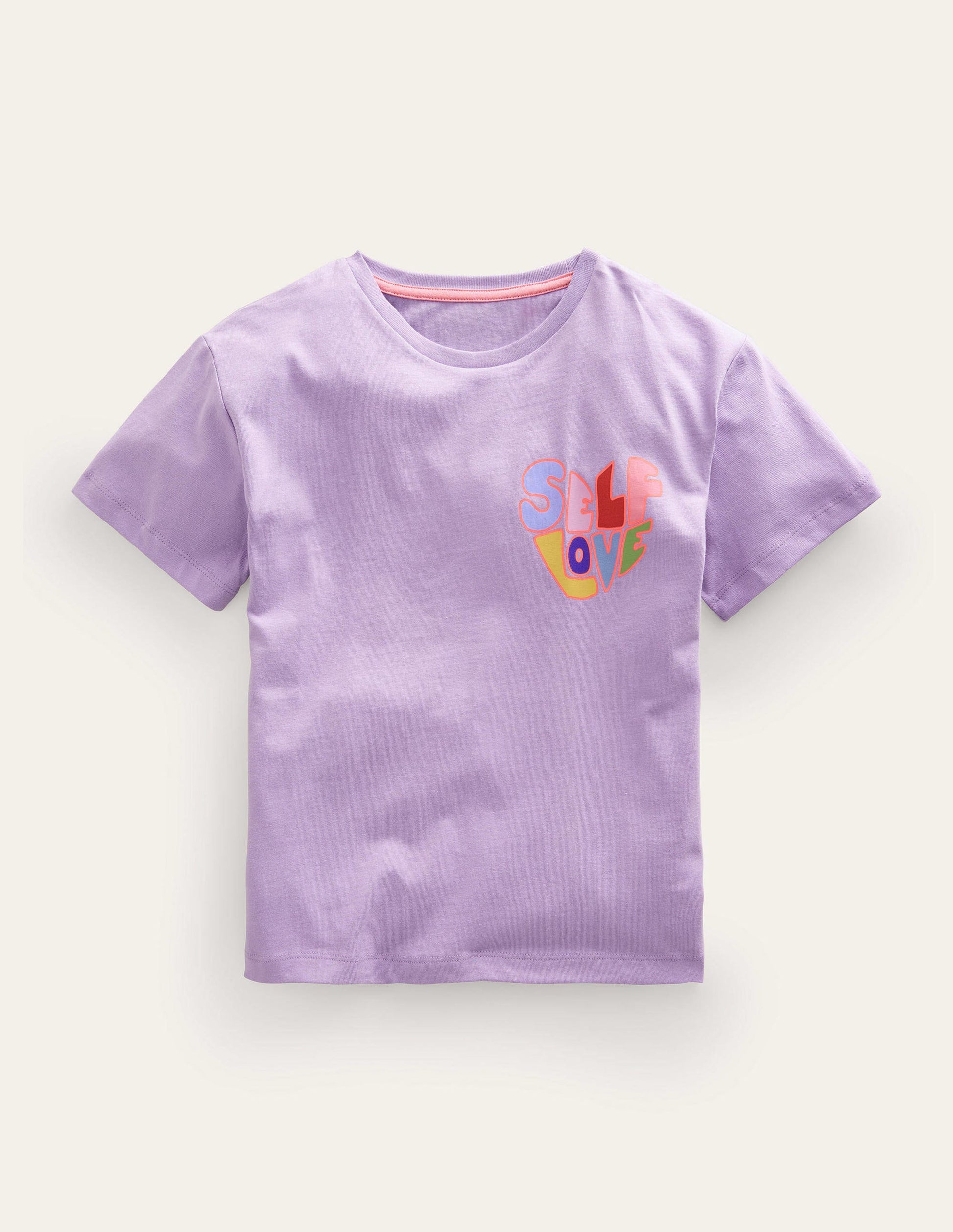 Printed Slogan T-Shirt-Misty Lavender Self Love-1