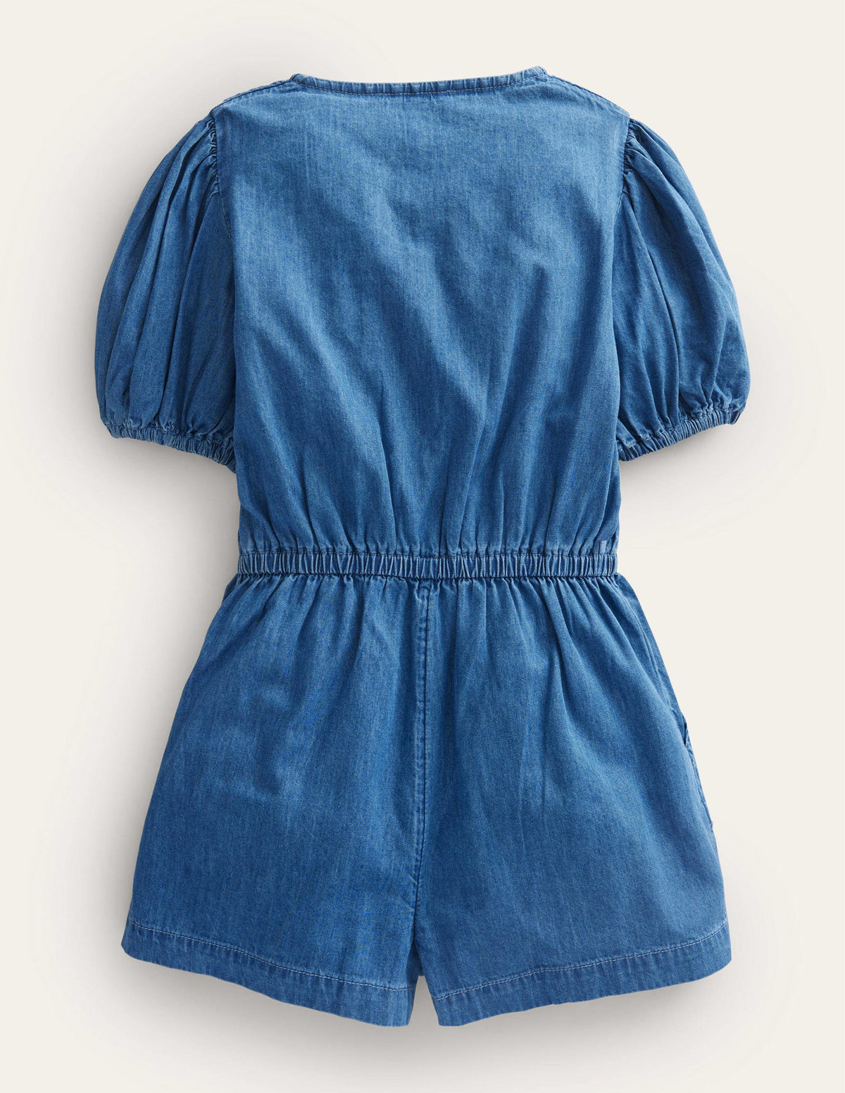 Denim Embroidered Playsuit-Mid Vintage Denim - Image 2