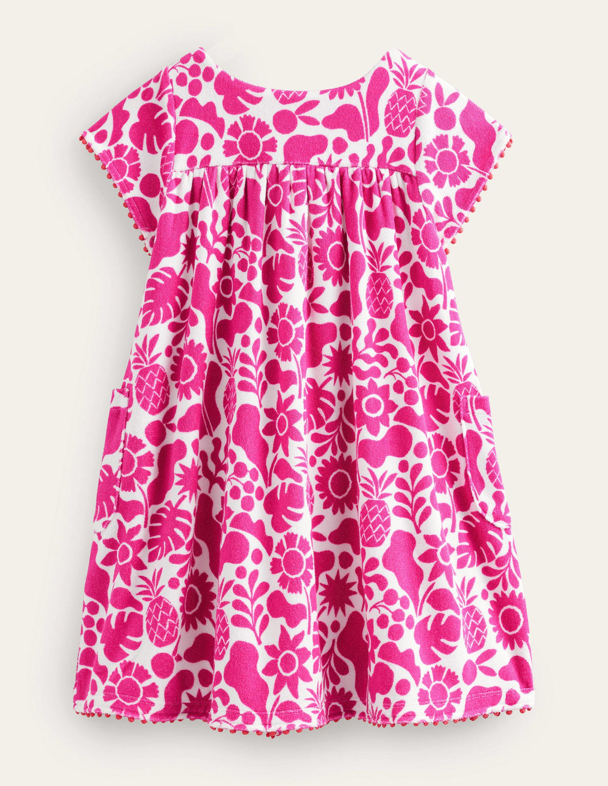 Printed Towelling Dress-Amazing Pink Holiday Floral-2