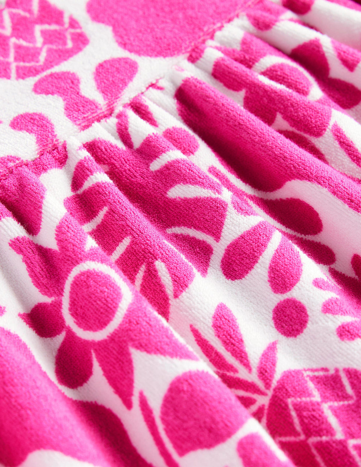 Printed Towelling Dress-Amazing Pink Holiday Floral-3