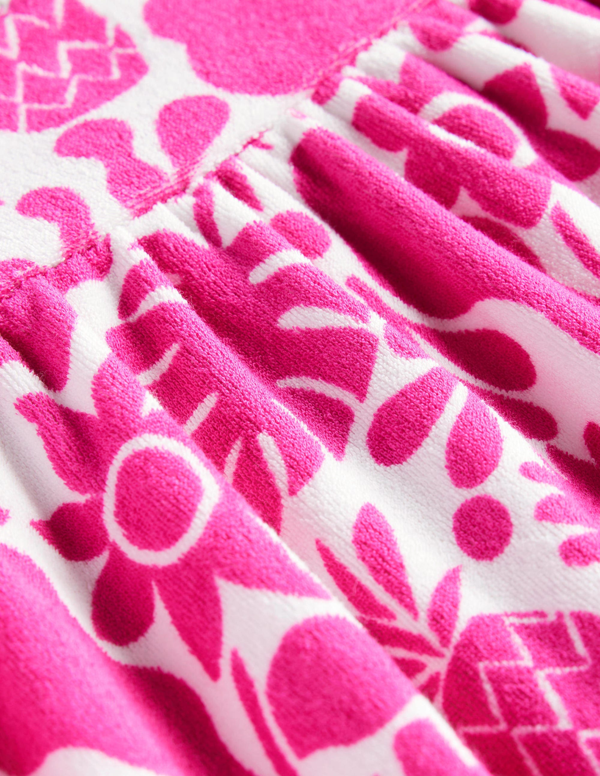 Printed Towelling Dress-Amazing Pink Holiday Floral - Image 3