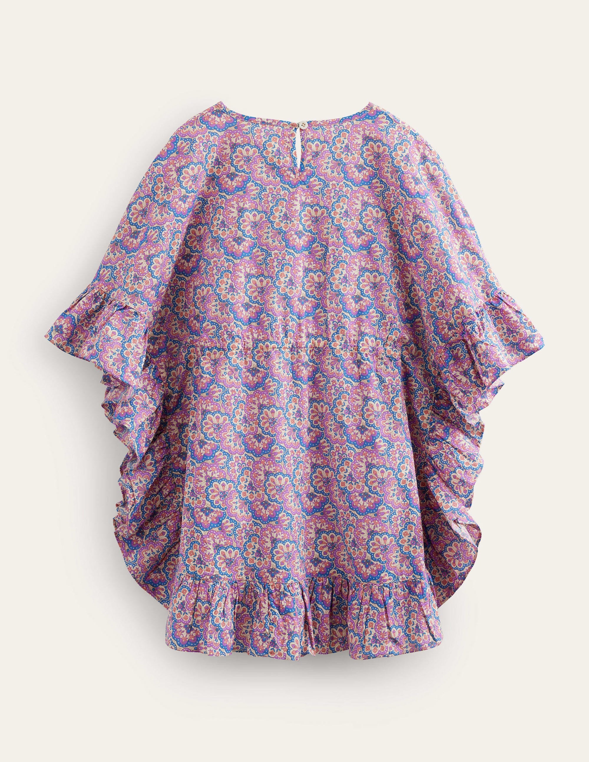 Printed Poncho Kaftan-Lupin and Peach Paisley - Image 2