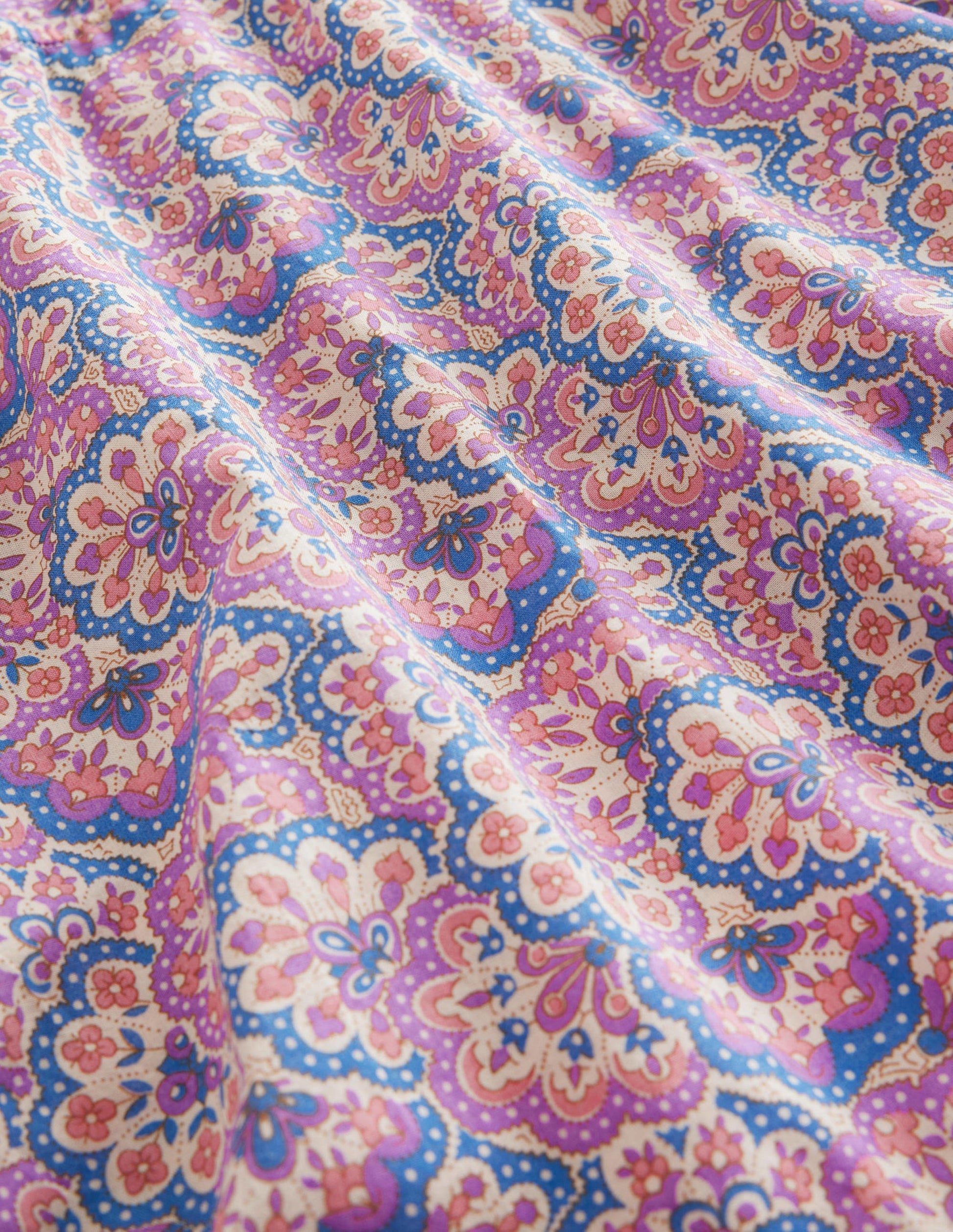 Printed Poncho Kaftan-Lupin and Peach Paisley-3