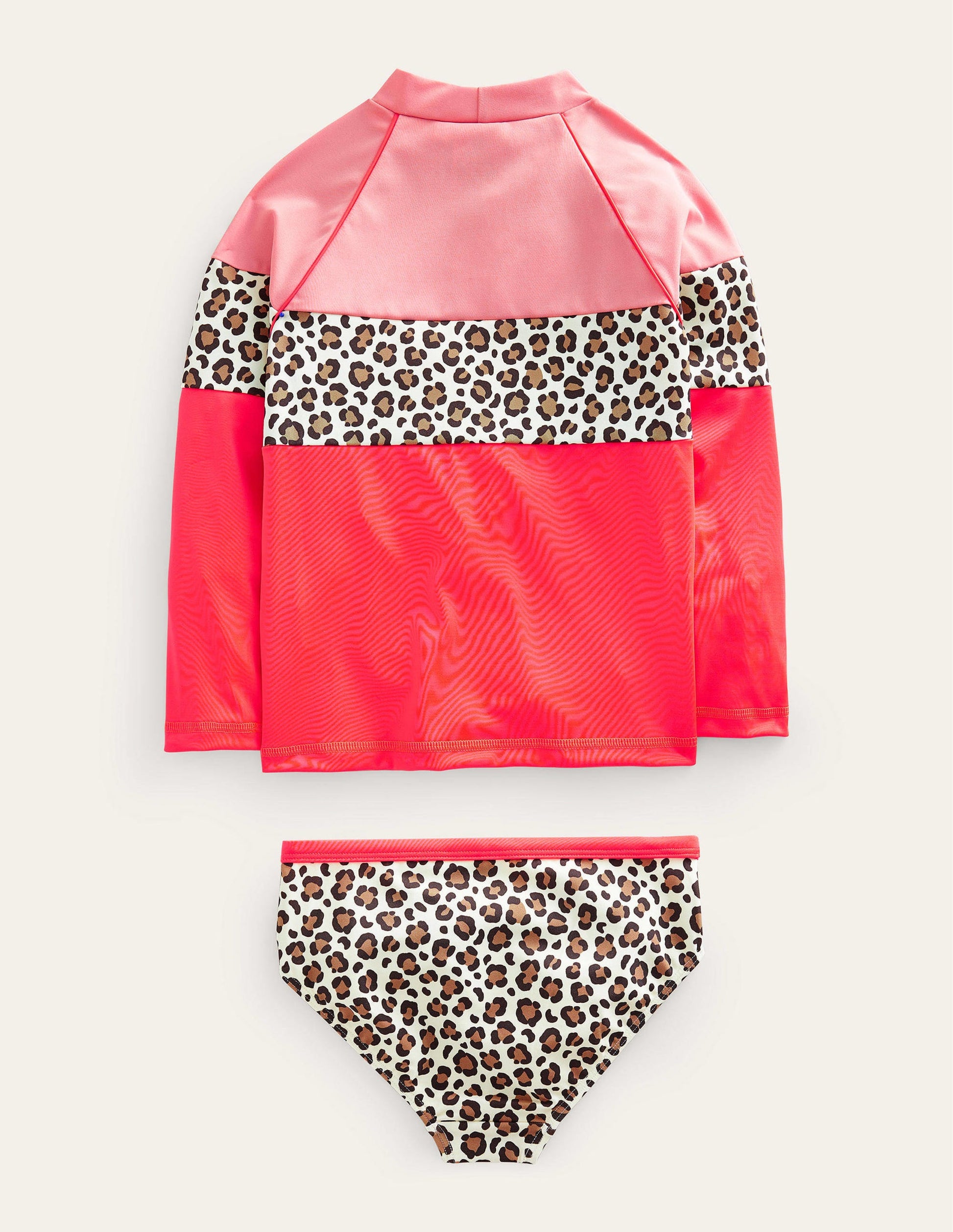 Patterned Rash Vest Set-Soft Truffle Leopard Print-2