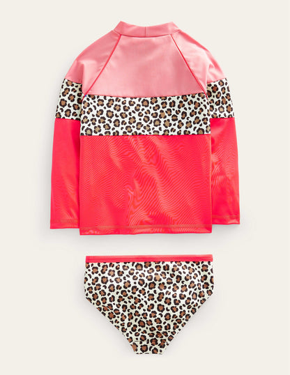 Patterned Rash Vest Set-Soft Truffle Leopard Print-2