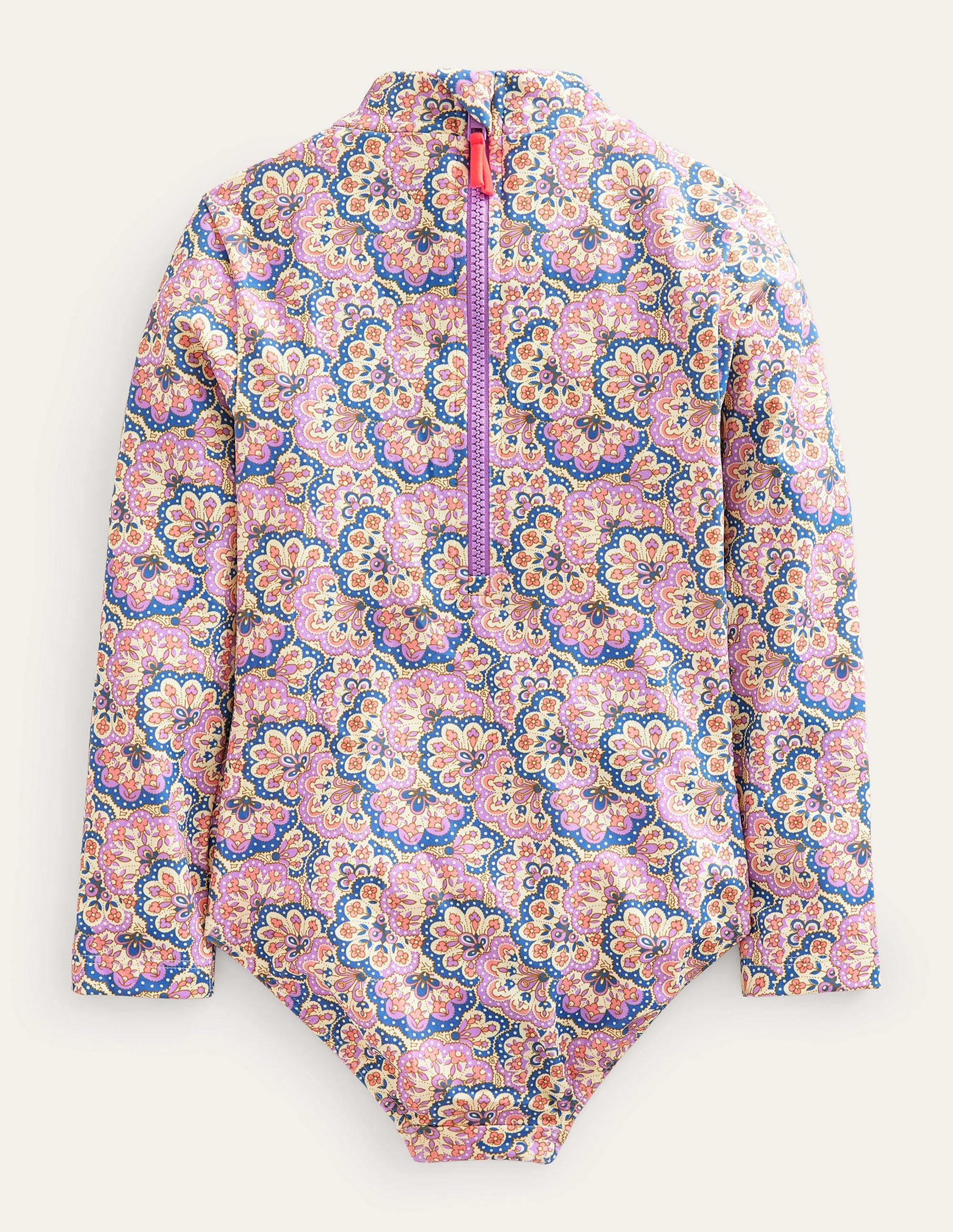 Long Sleeve Trim Swimsuit-Lupin and Peach Sorbet Paisley - Image 2