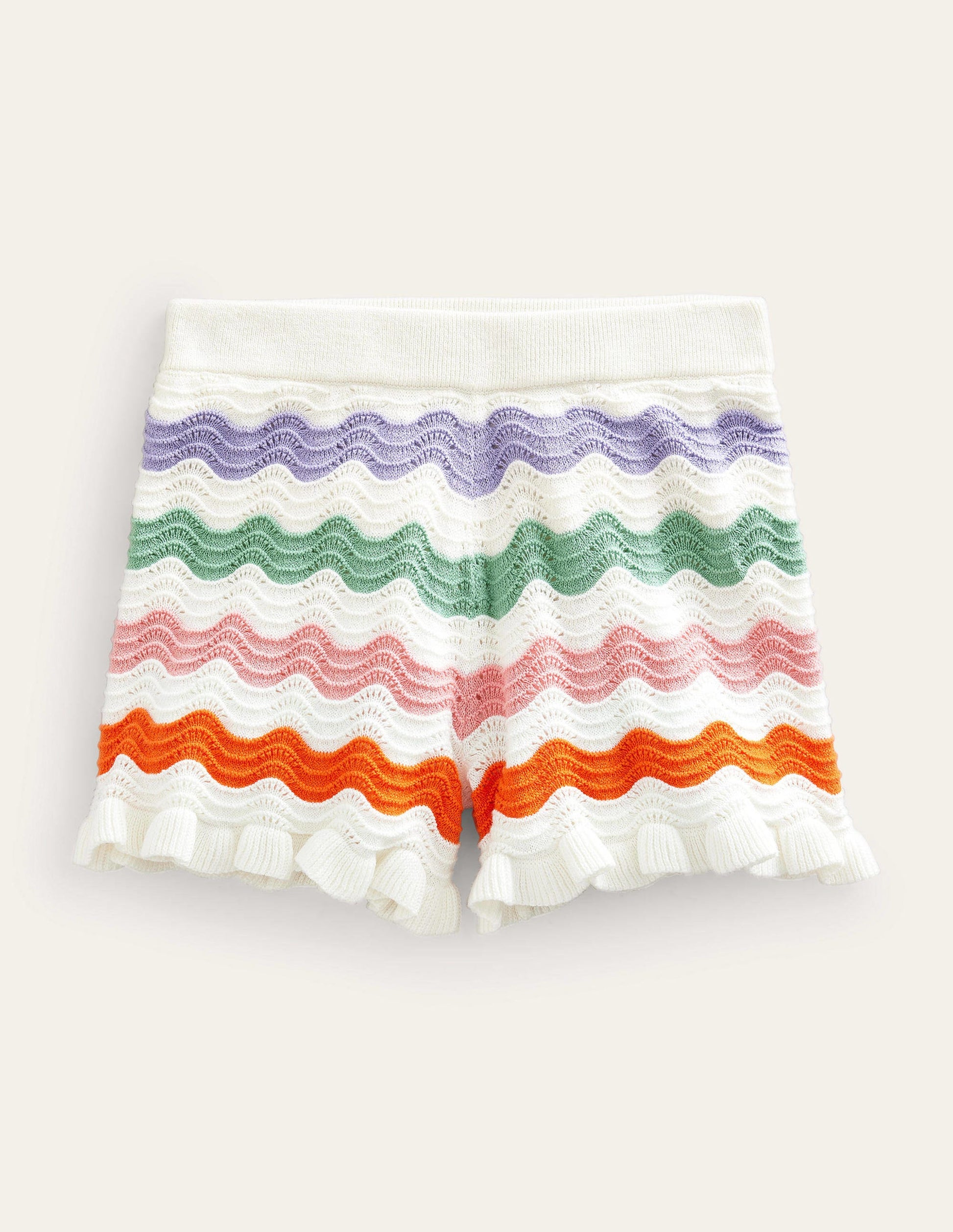 Knitted Frilled Shorts-Multi Rainbow-1