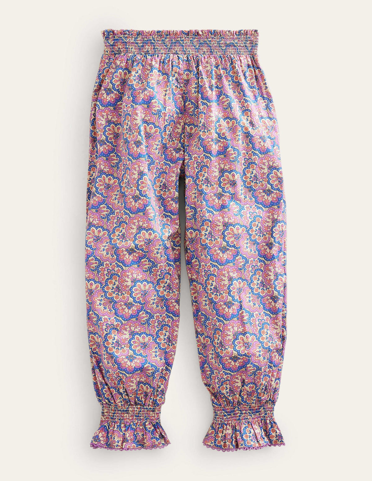 Printed Balloon Leg Trousers-Lupin and Peach Paisley - Image 2