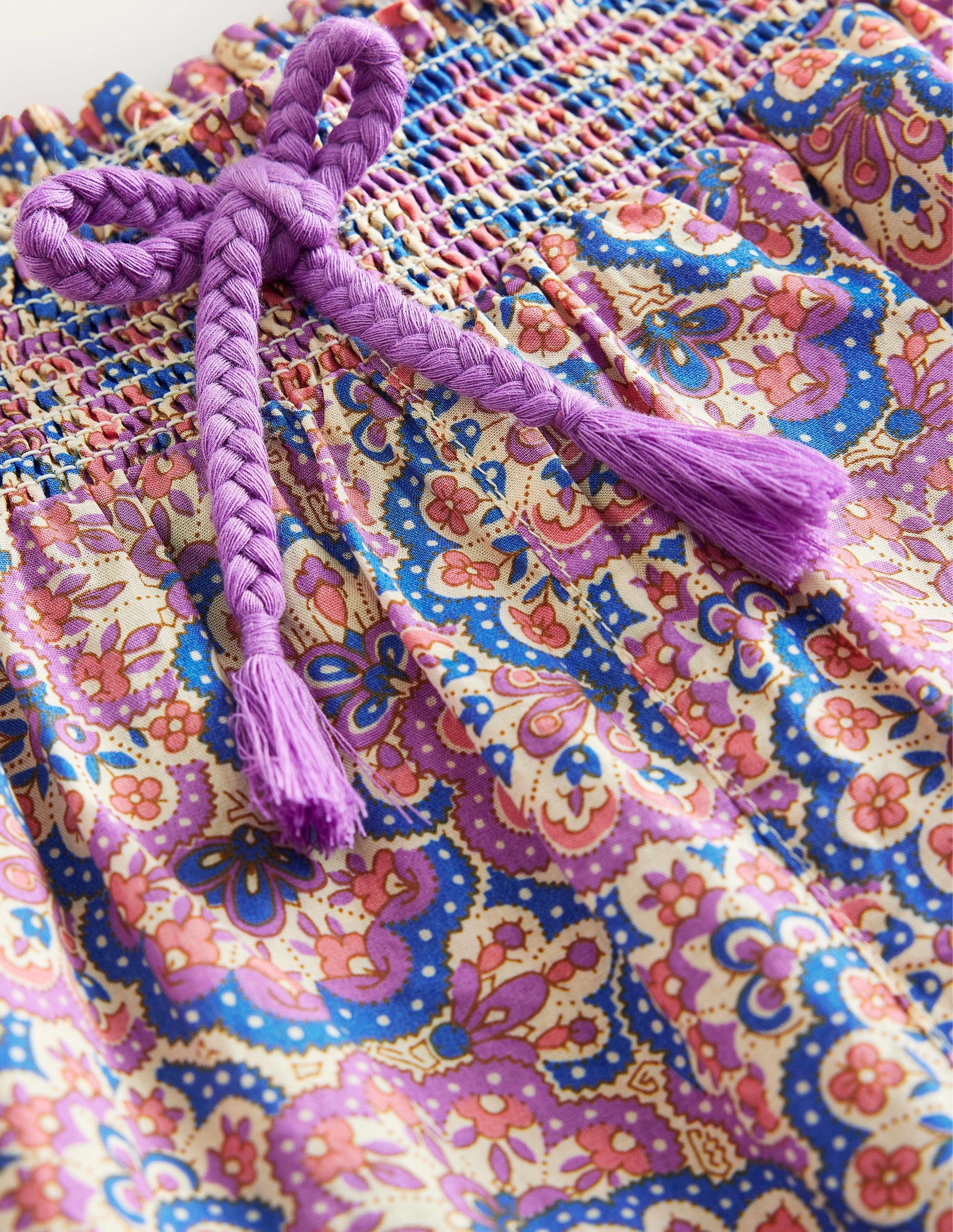 Printed Balloon Leg Trousers-Lupin and Peach Paisley-3