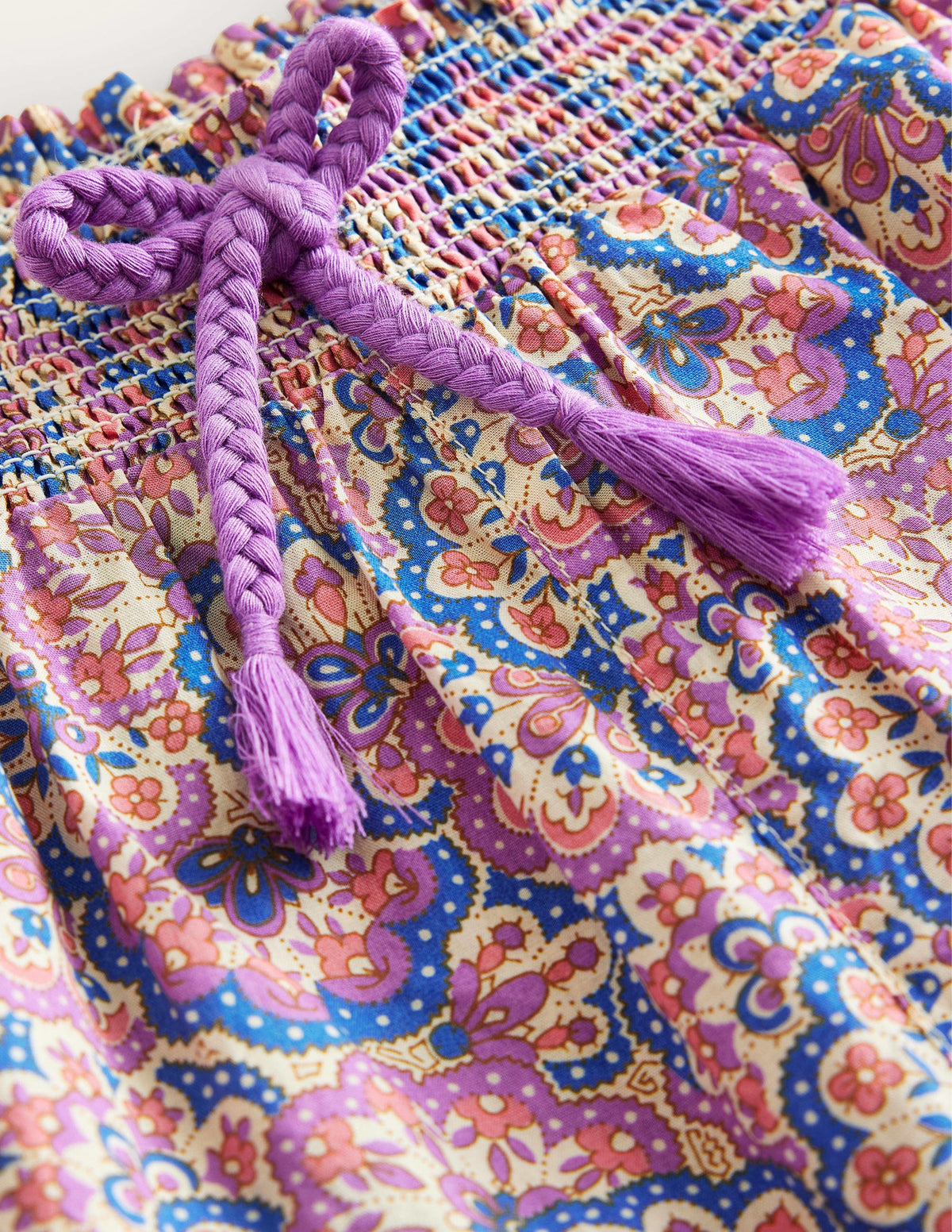 Printed Balloon Leg Trousers-Lupin and Peach Paisley - Image 3