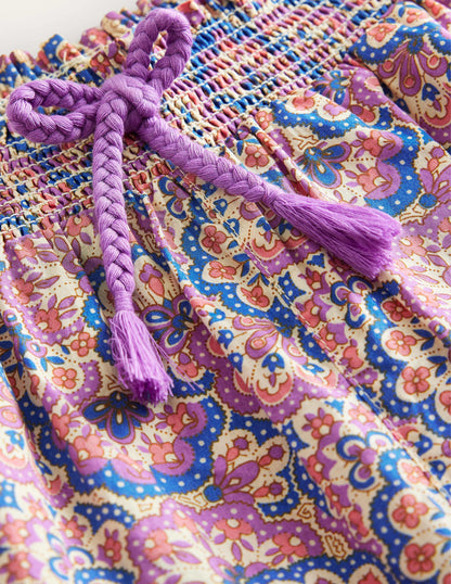 Printed Balloon Leg Trousers-Lupin and Peach Paisley-3