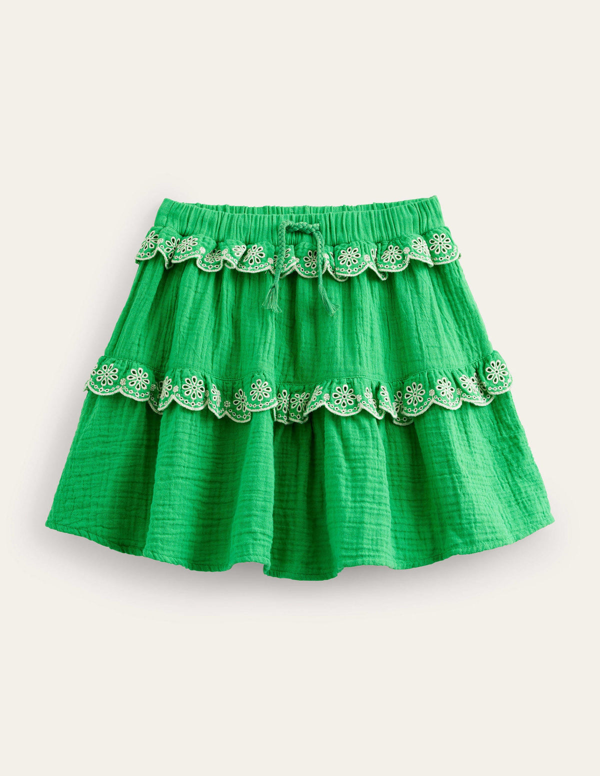 Double Cloth Scallop Skirt-Bright Green - Image 1