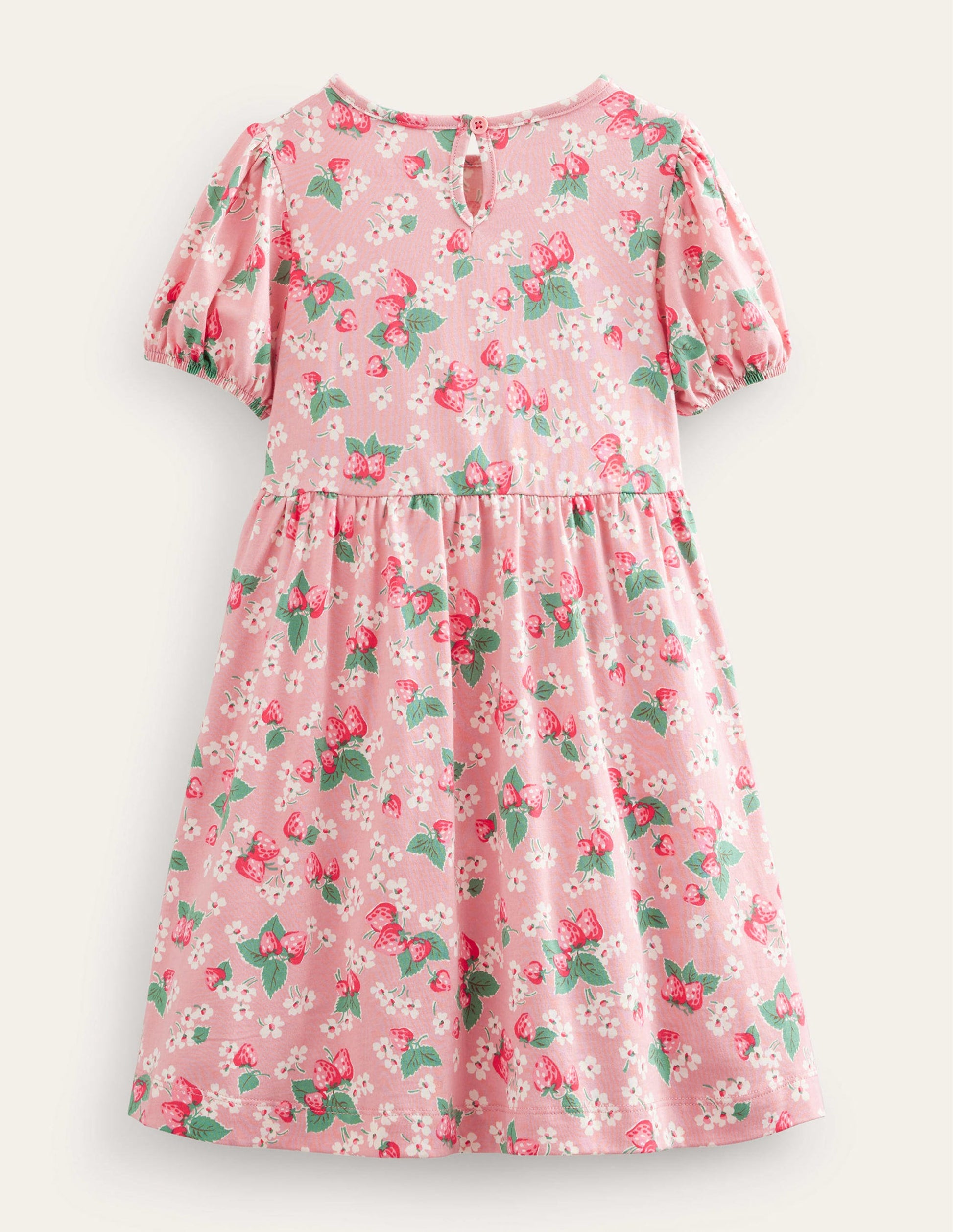 Puff Sleeve Dress-Almond Pink Strawberries-2