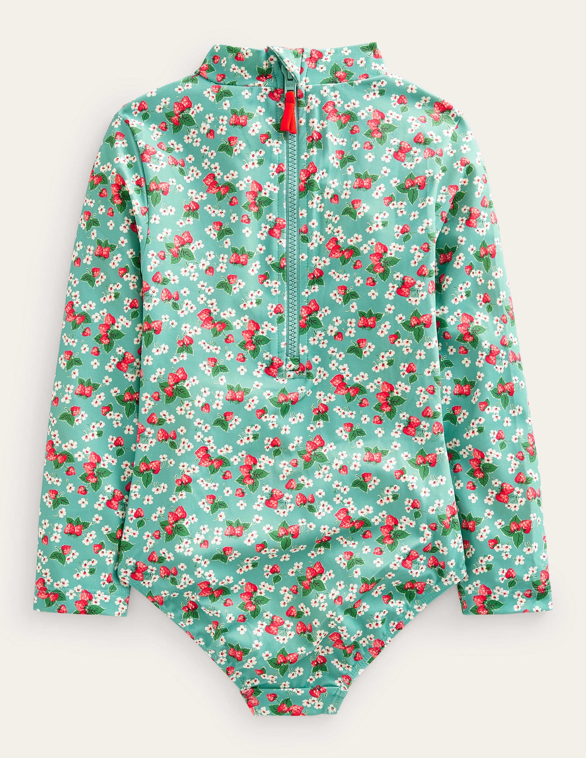 Long Sleeve Print Swimsuit-Aqua Sea Strawberry Ditsy - Image 2