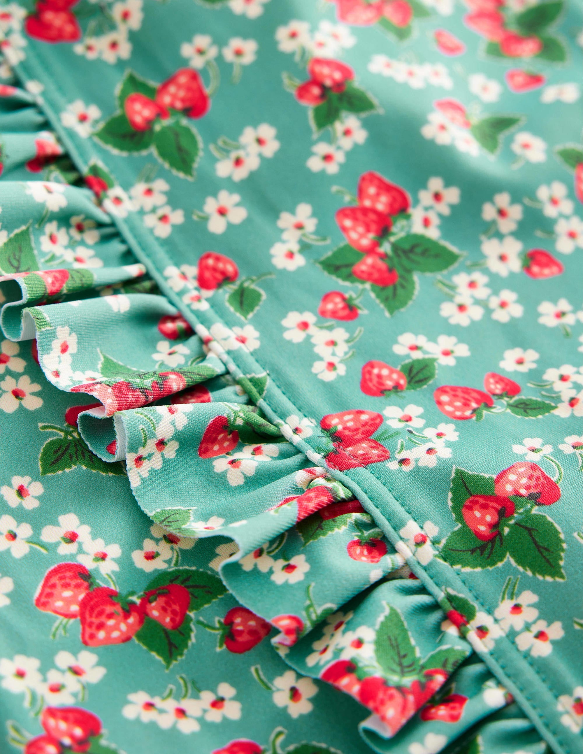 Long Sleeve Print Swimsuit-Aqua Sea Strawberry Ditsy - Image 3