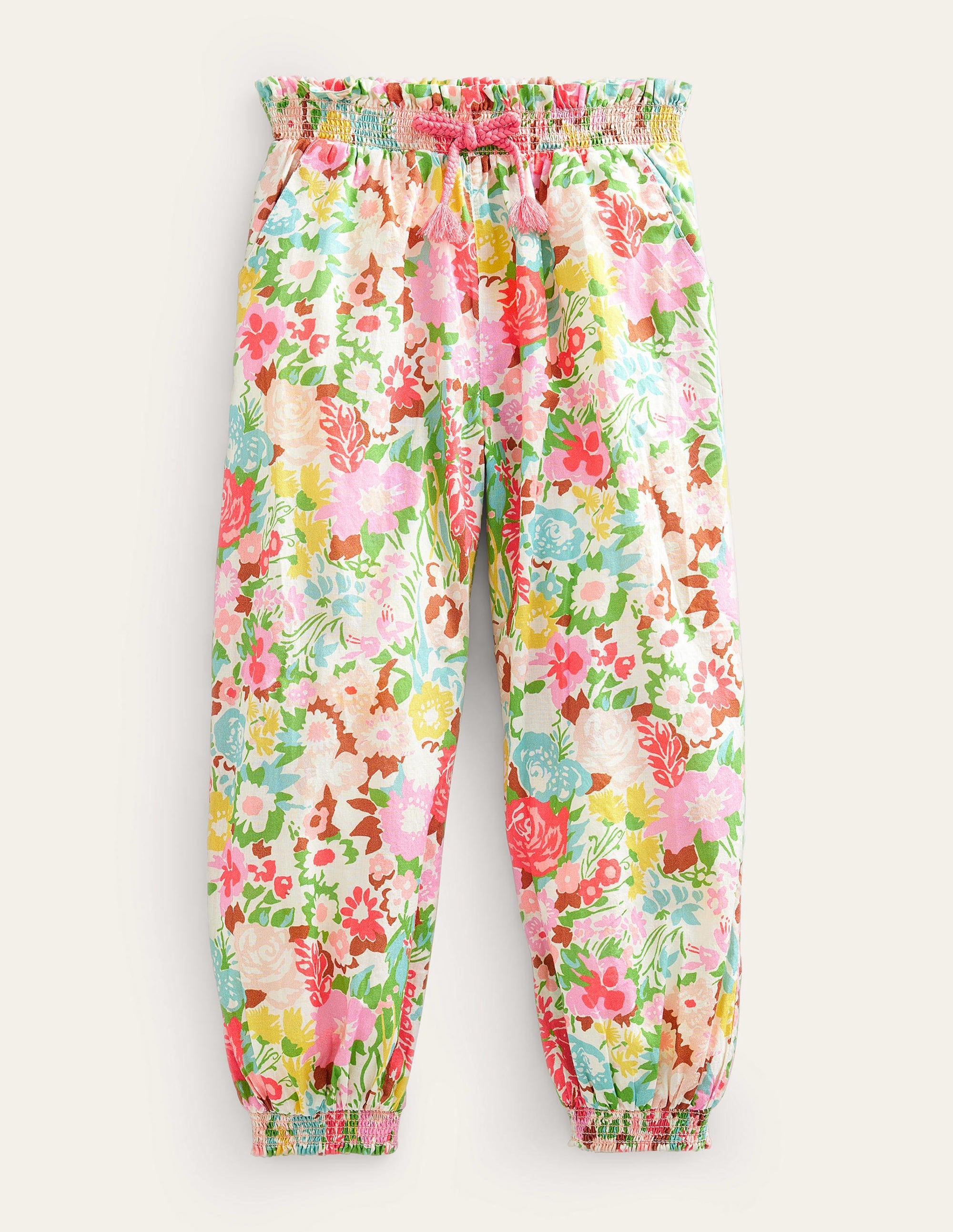 Cuffed Holiday Trousers-Multi Painterly Floral - Image 1