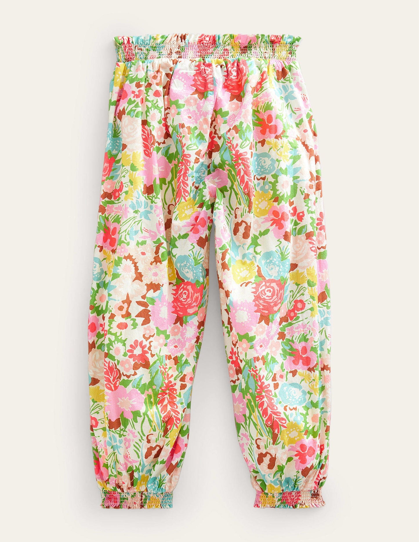 Cuffed Holiday Trousers-Multi Painterly Floral