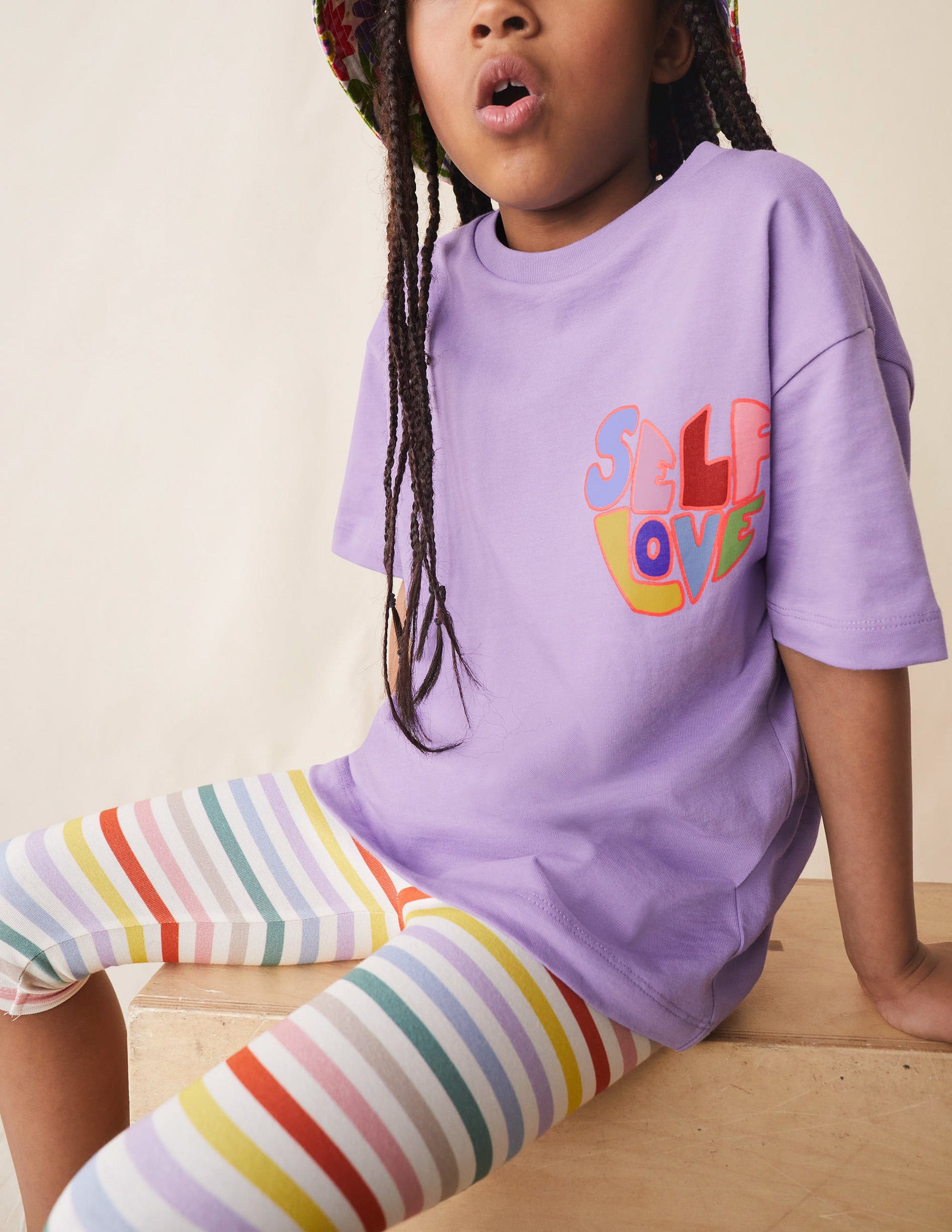 Fun Cropped Leggings-Buttercup Yellow/Purple-4