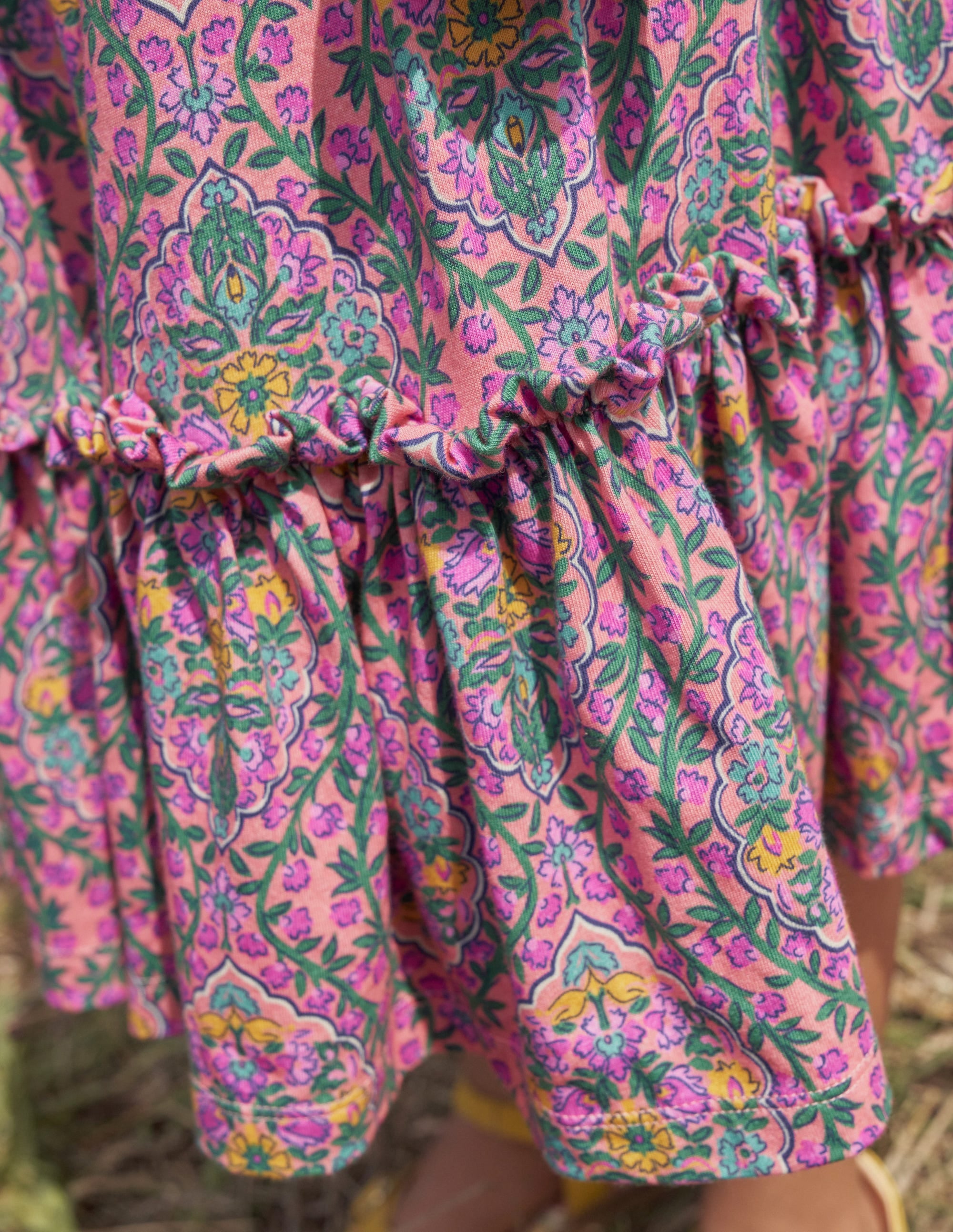 Printed Jersey Midi Skirt-Azalea Woodblock Vine - Image 5