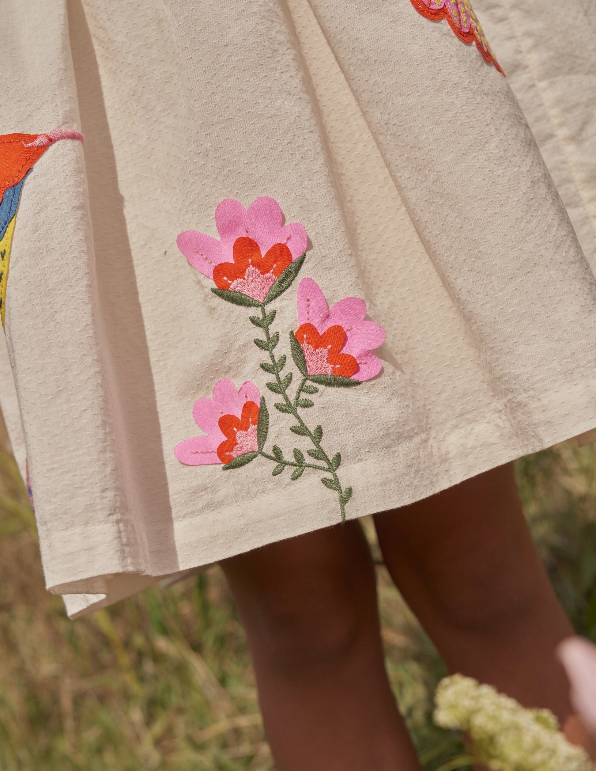 Flutter-Sleeve Appliqué Dress-Vanilla Pod-5