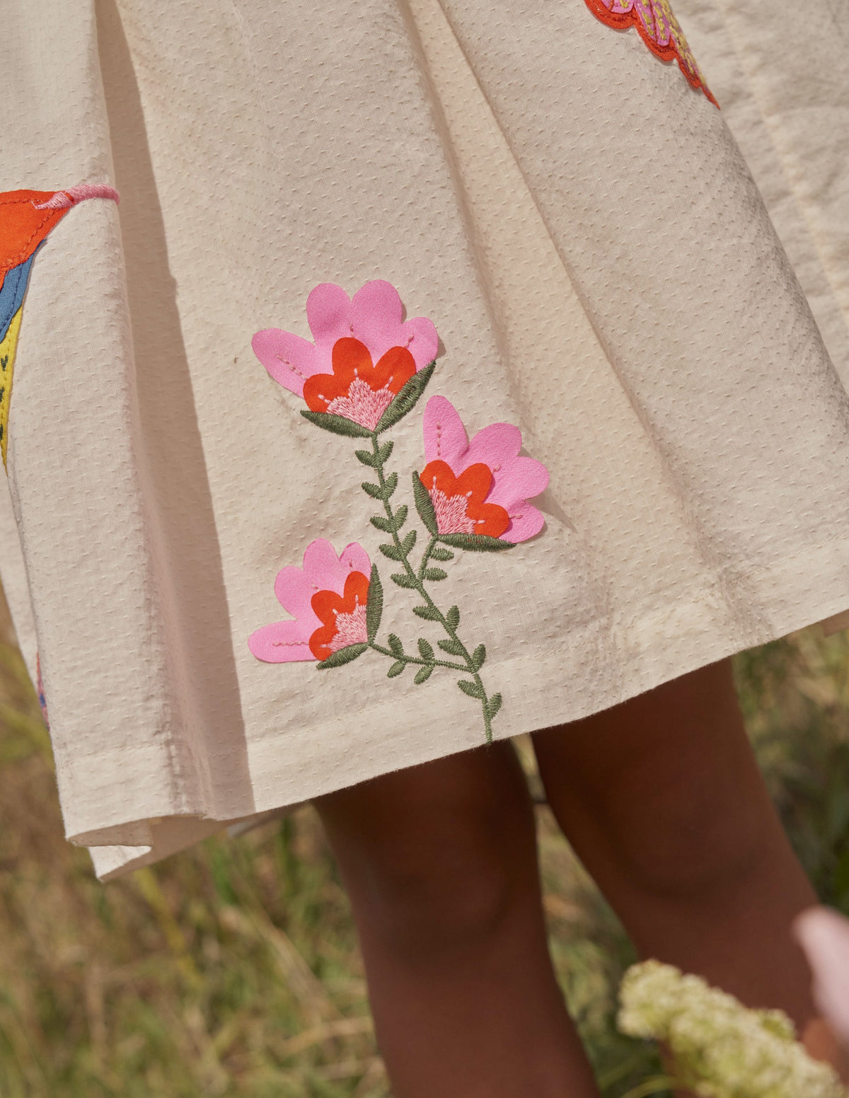 Flutter-Sleeve Appliqué Dress-Vanilla Pod - Image 5